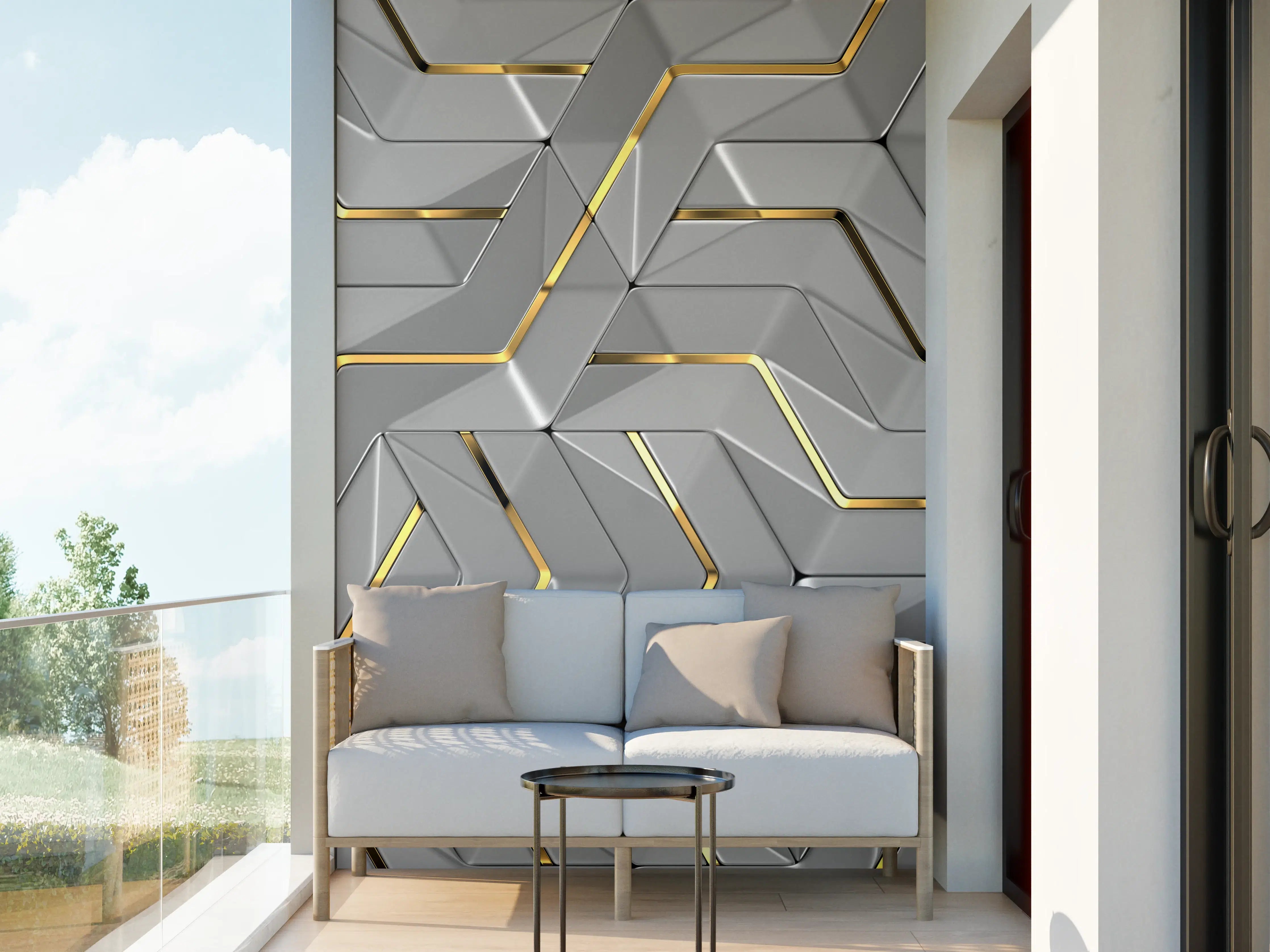 Wandverkleidung außen - Moderne Wandtextur - Gold Akzente