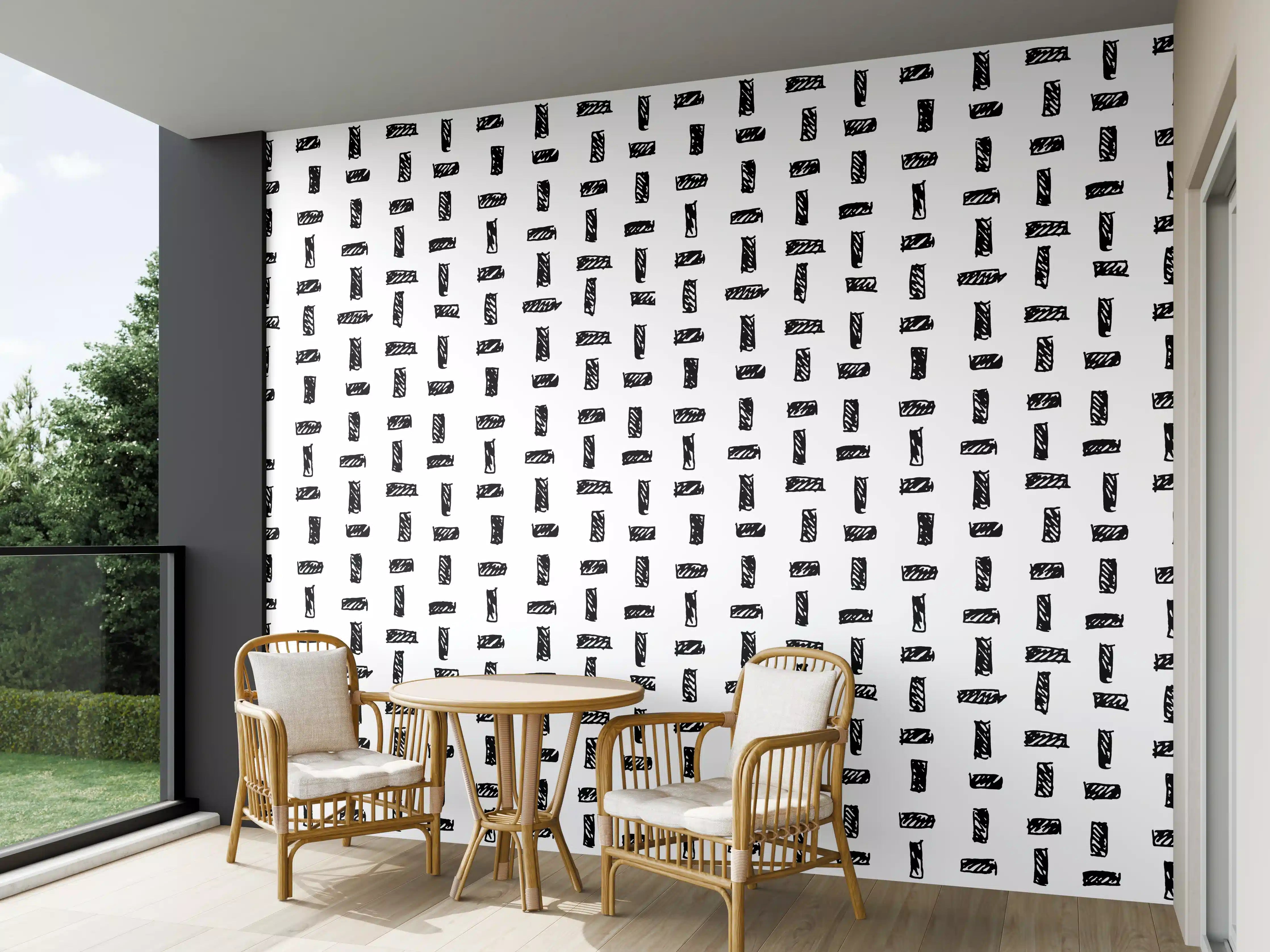 Wandverkleidung außen - Moderne abstrakte Linienmuster in Schwarz-Weiß