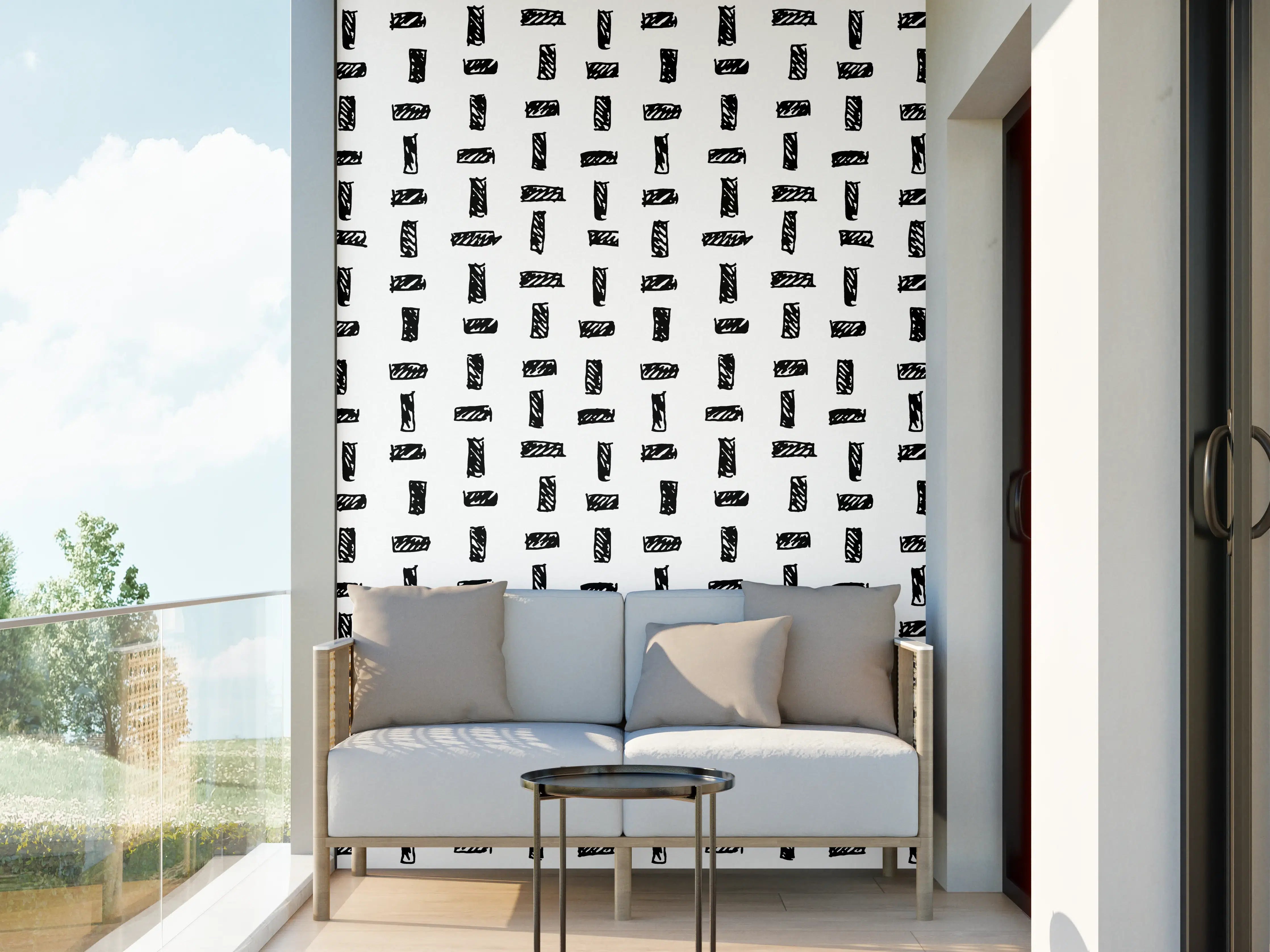 Wandverkleidung außen - Moderne abstrakte Linienmuster in Schwarz-Weiß
