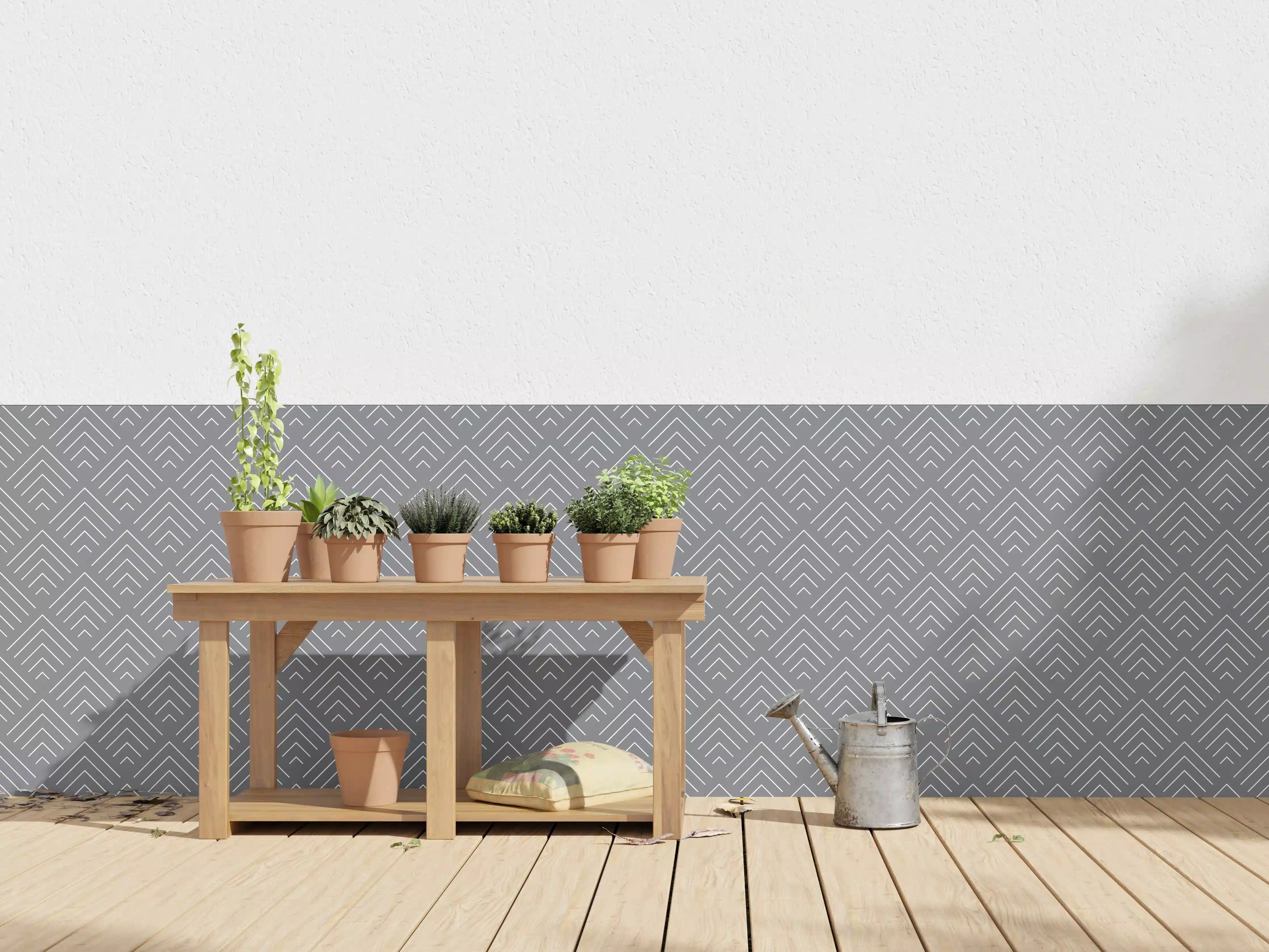 Wandverkleidung außen - Moderne graue Wand mit geometrischer Musterung