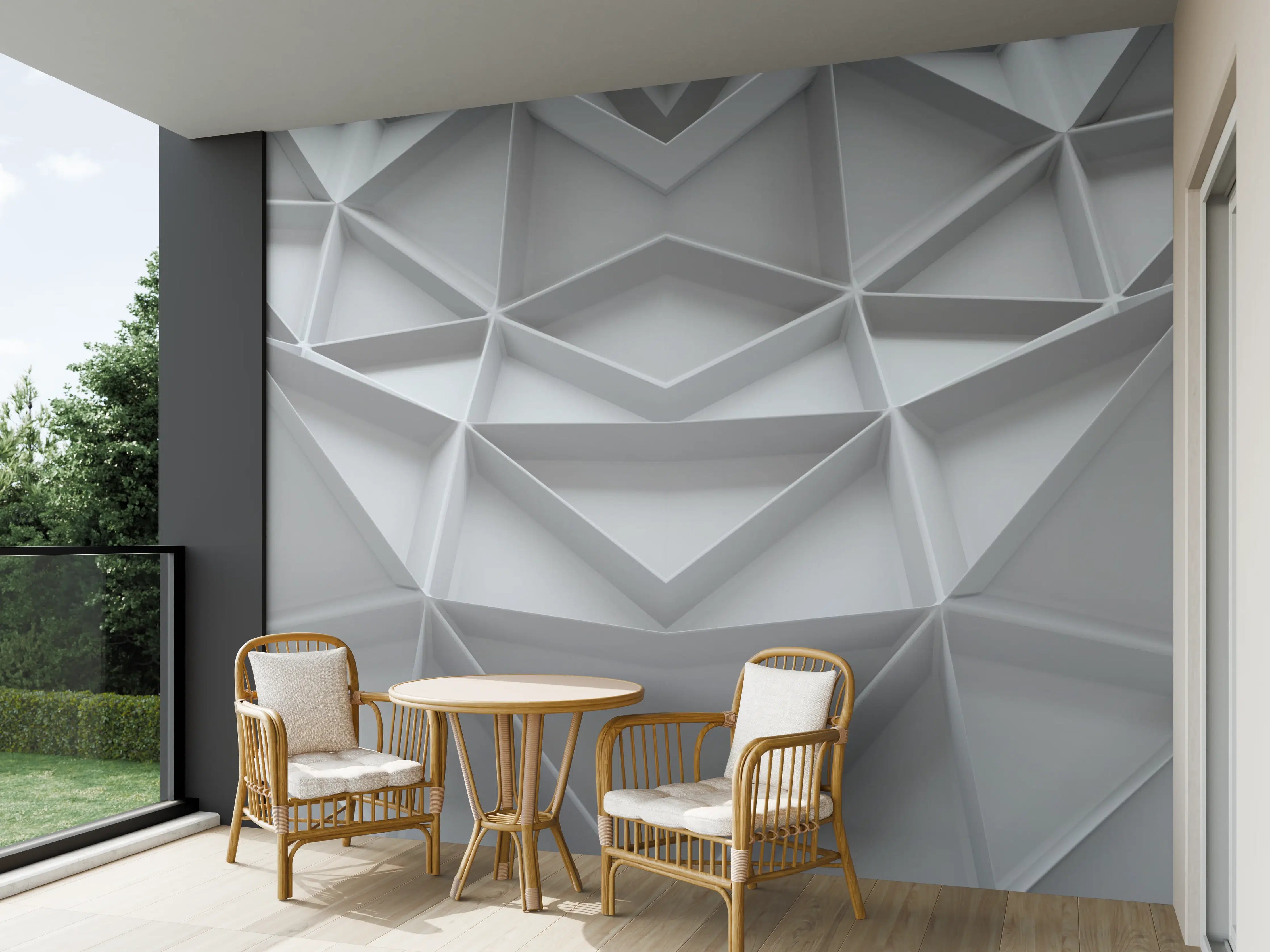 Wandverkleidung außen - Moderne graue Wandpaneele mit geometrischem Muster