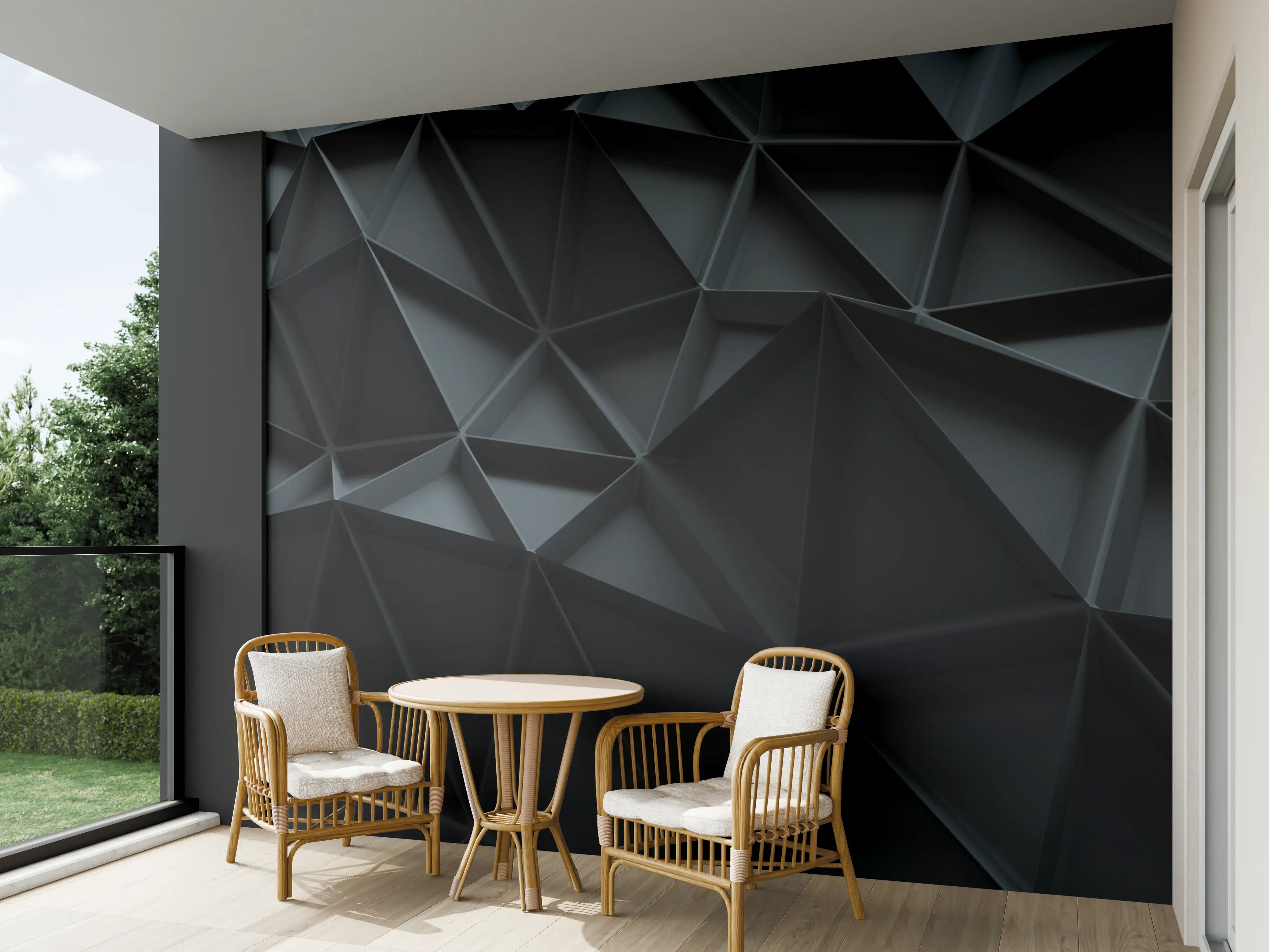 Wandverkleidung außen - Moderne schwarze Geometrie-Wandverkleidung