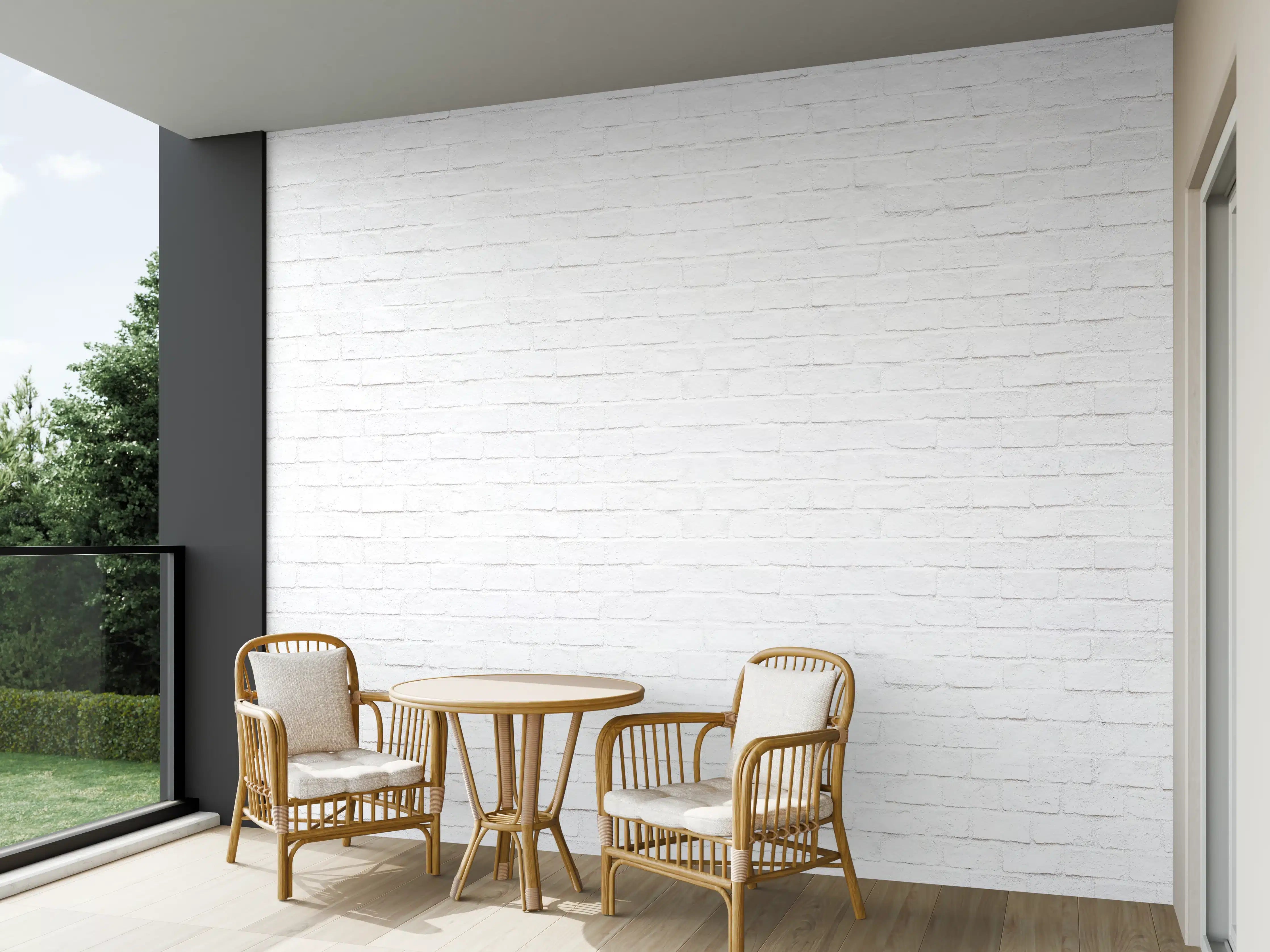 Wandverkleidung außen - Moderne weiße Backsteinmauer 1