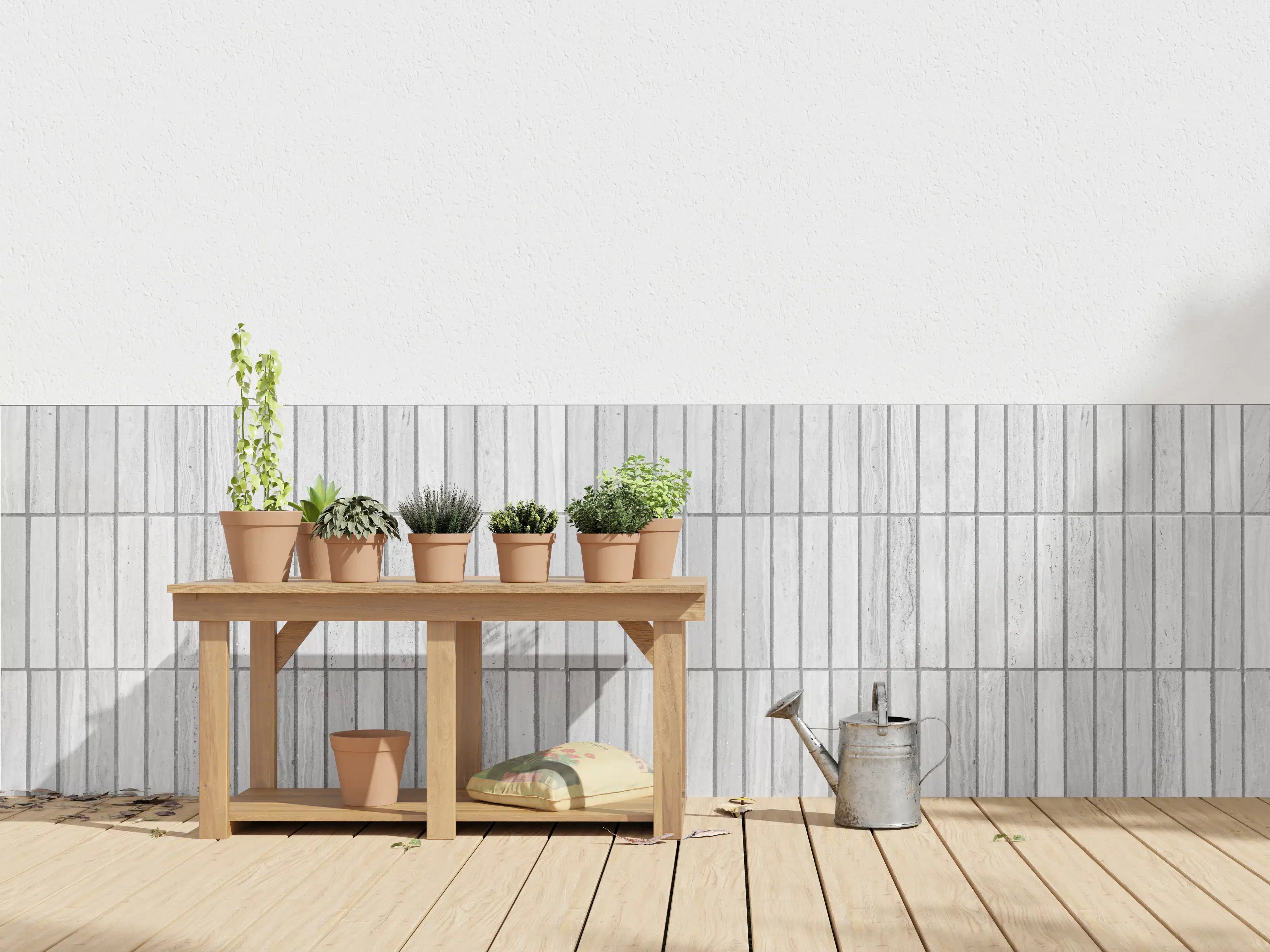Wandverkleidung außen - Moderne weiße Backsteinmauer 2