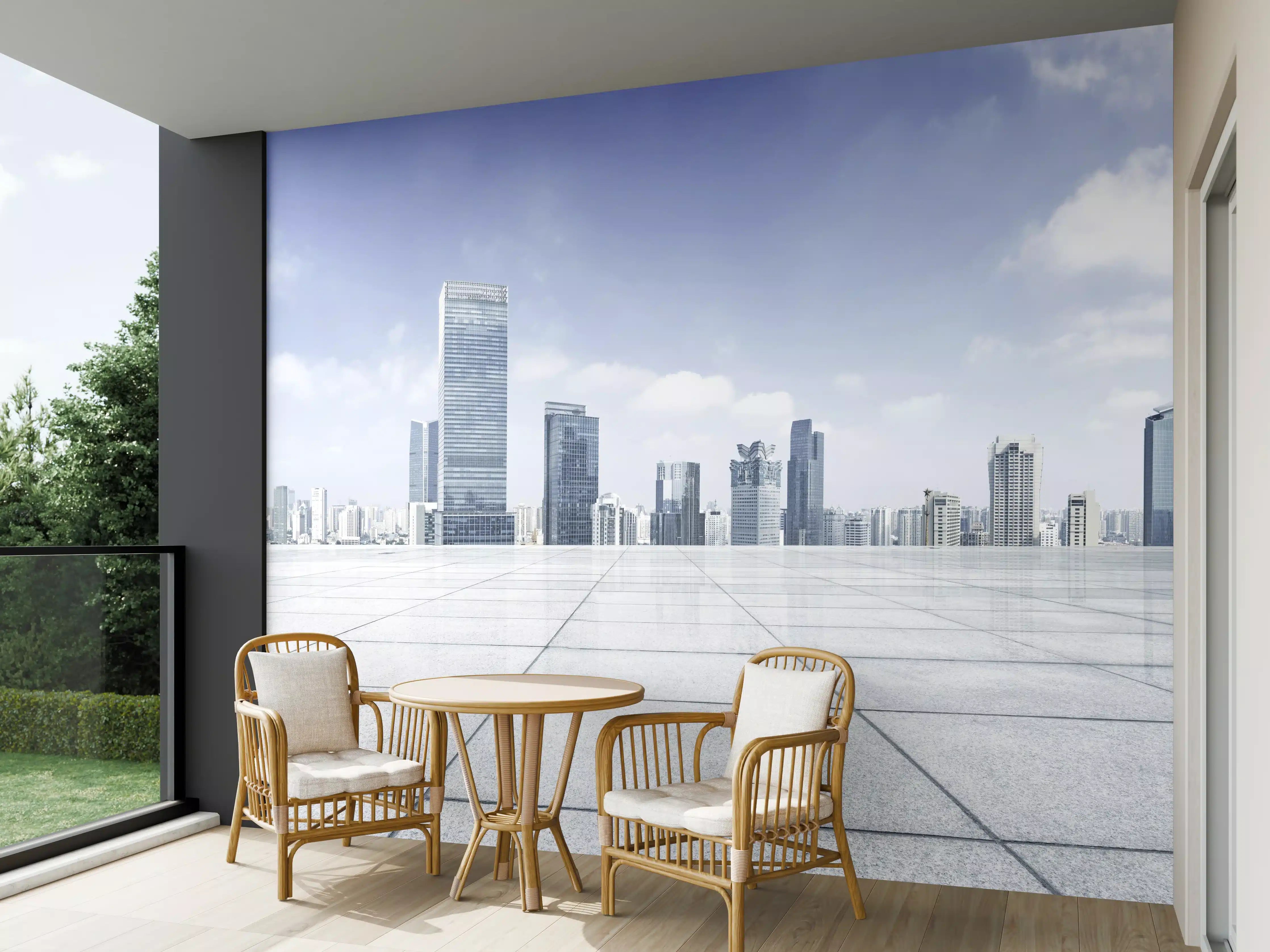 Wandverkleidung außen - Moderner Skyline und Gebäuden