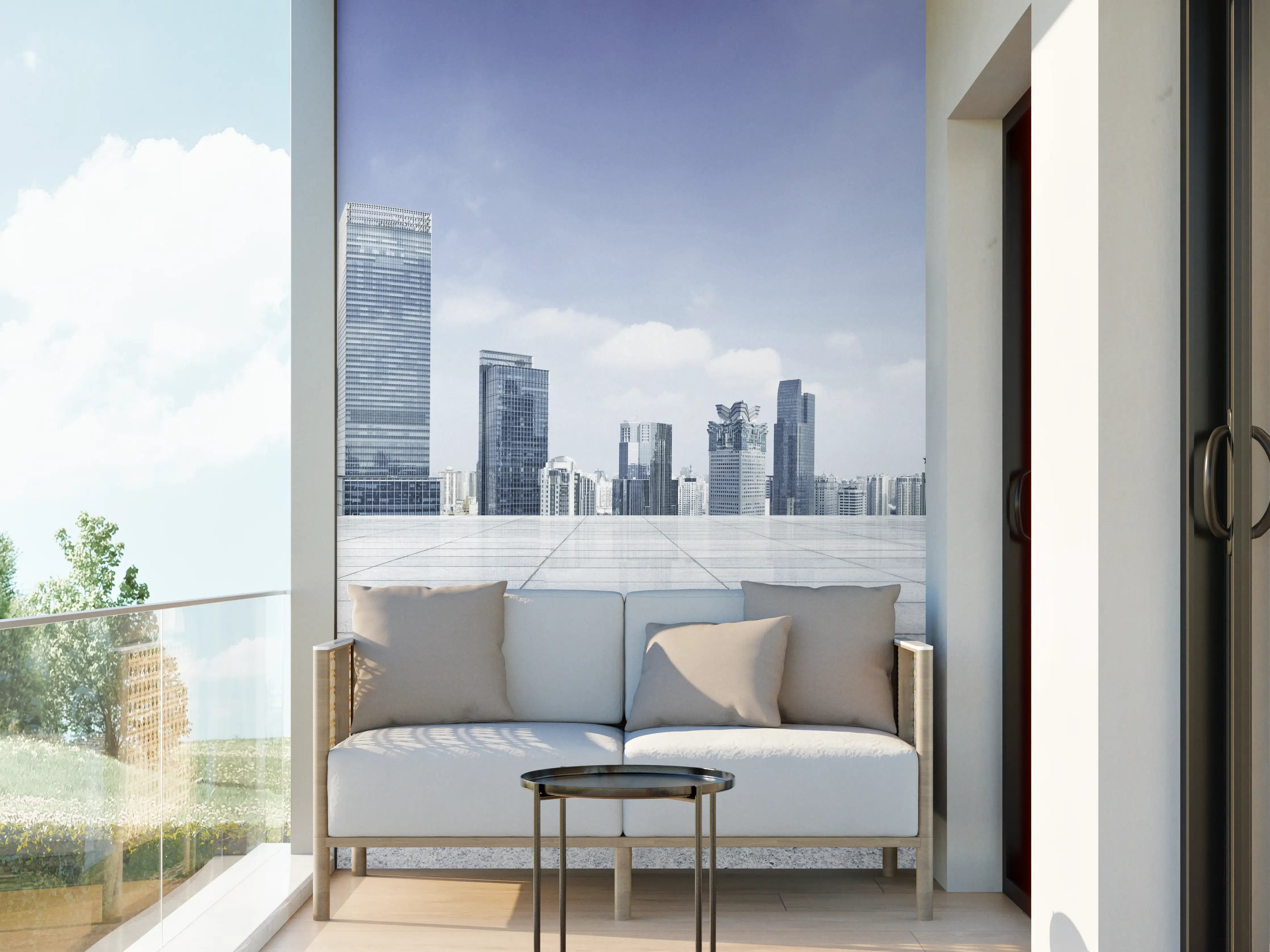 Wandverkleidung außen - Moderner Skyline und Gebäuden