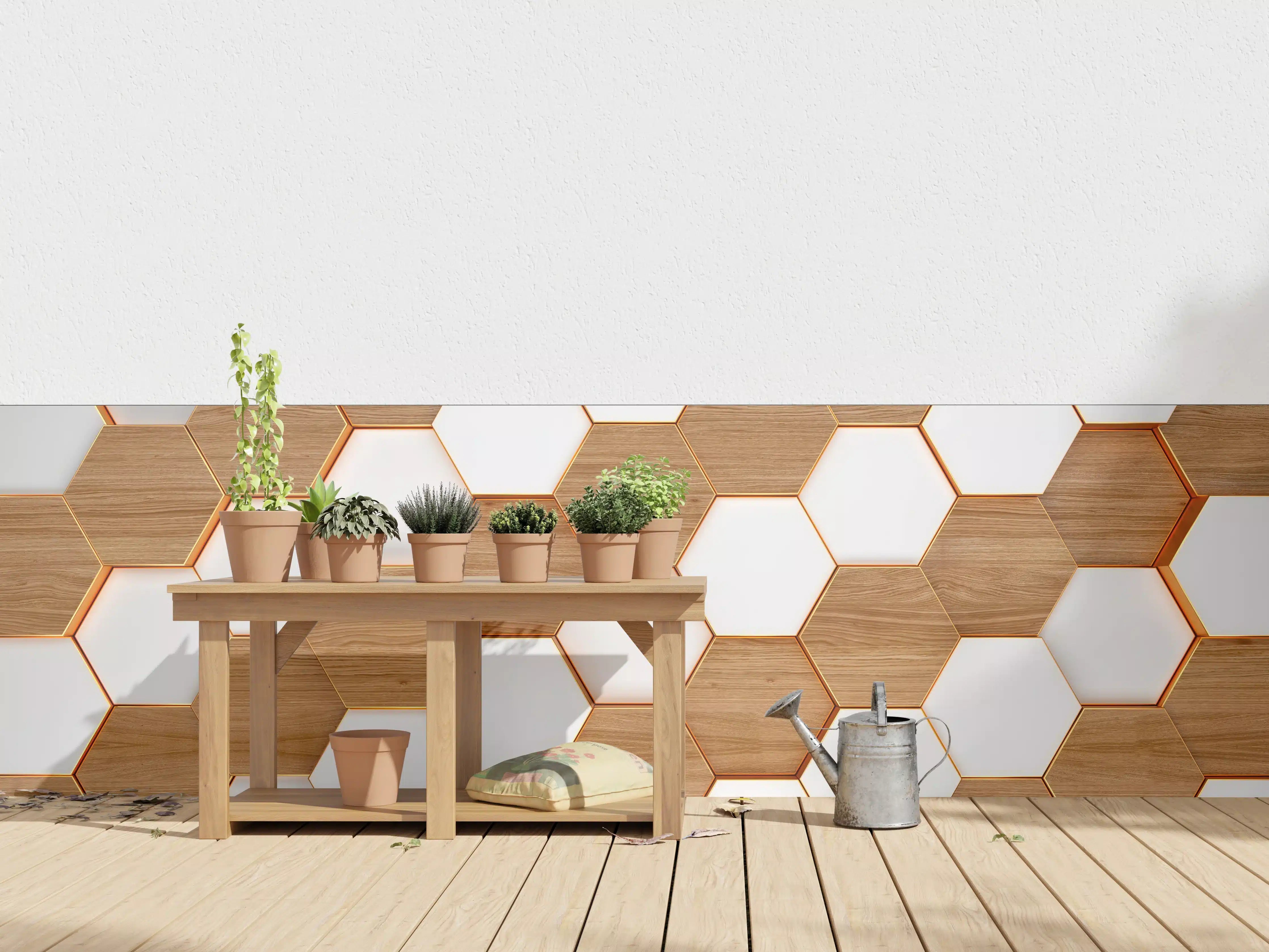 Wandverkleidung außen - Modernes Hexagon Muster Weiß
