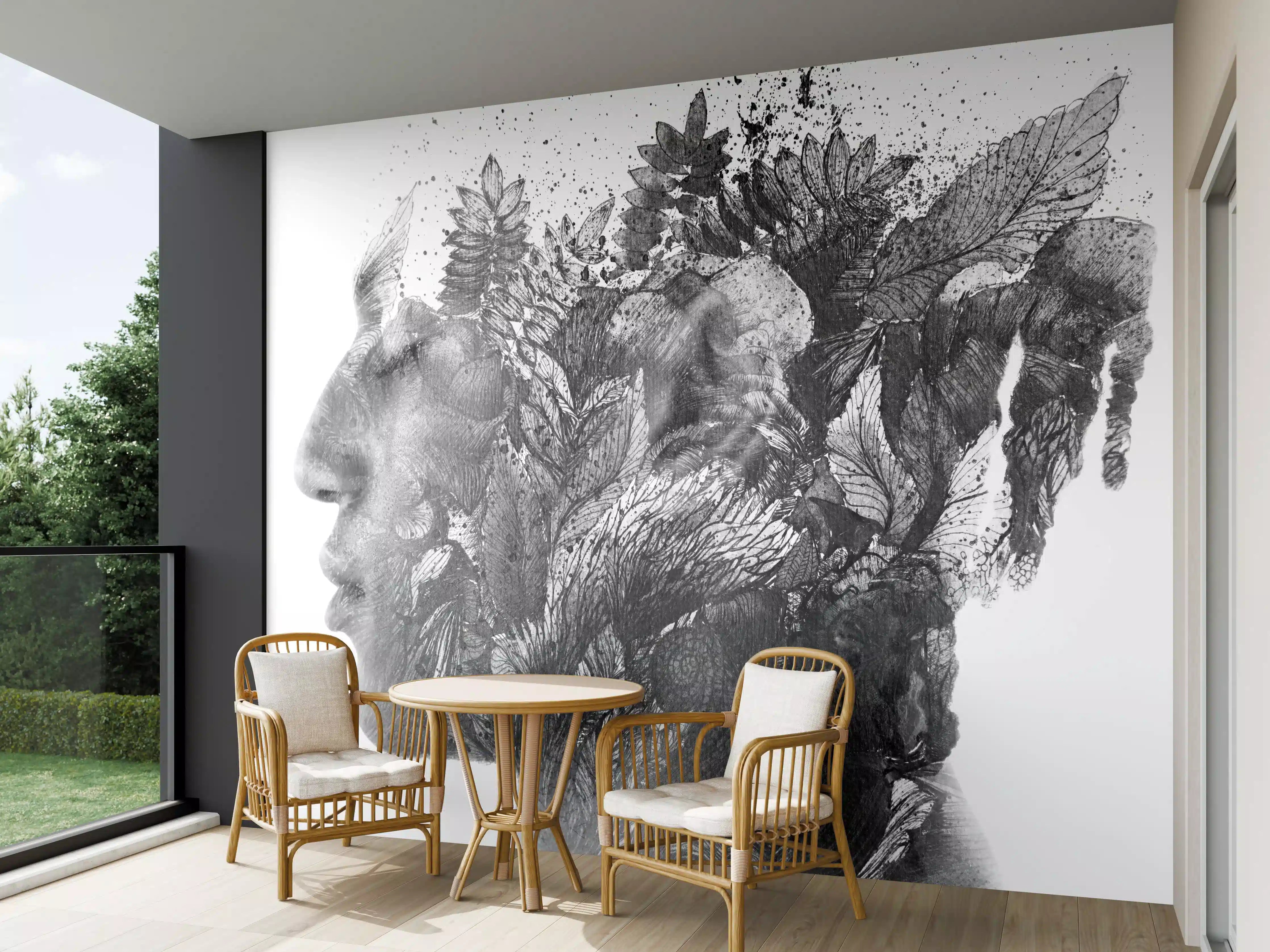 Wandverkleidung außen - Modernes Portrait in schwarz - weiß