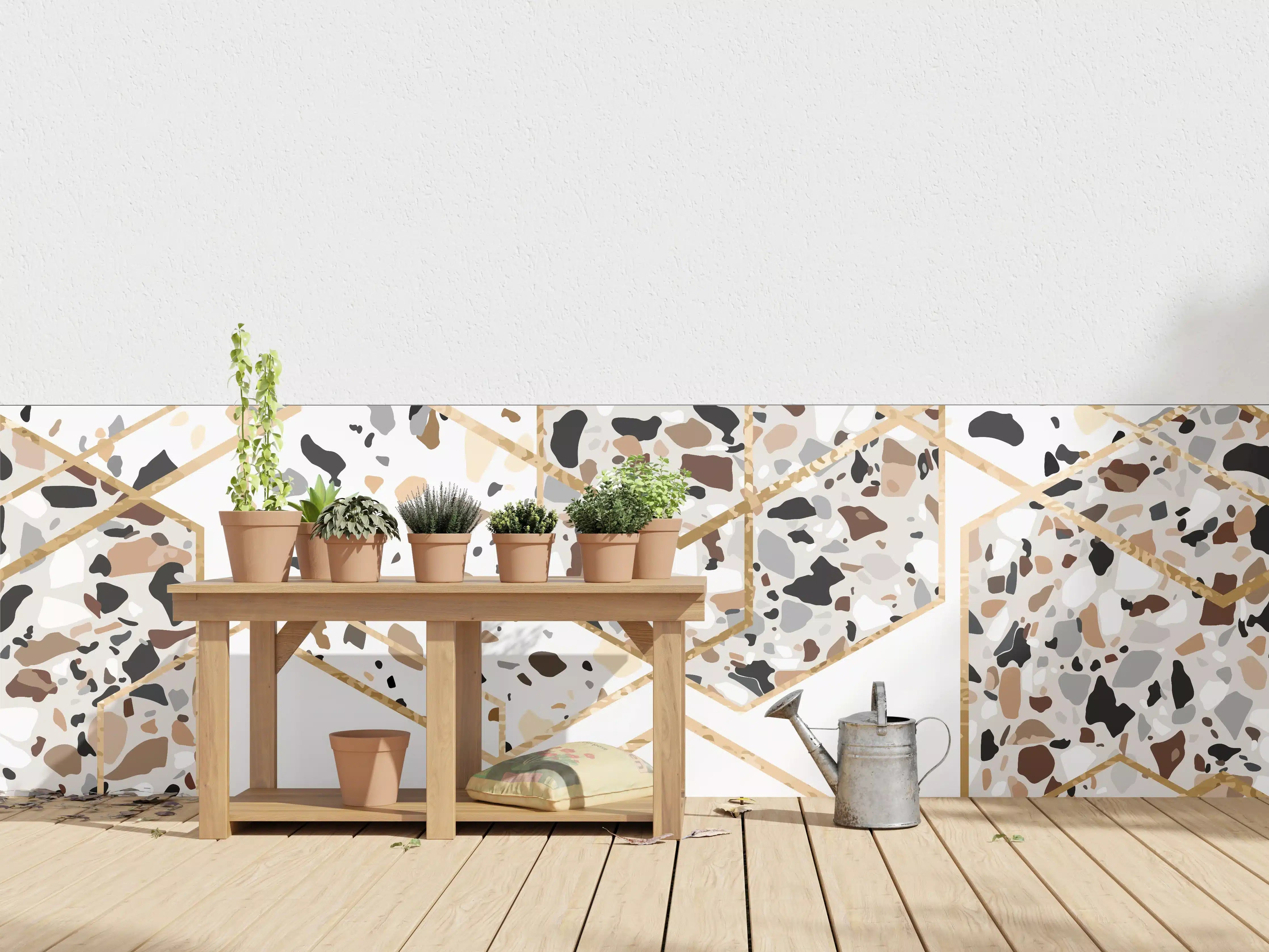 Wandverkleidung außen - Modernes Terrazzo-Gold-Muster