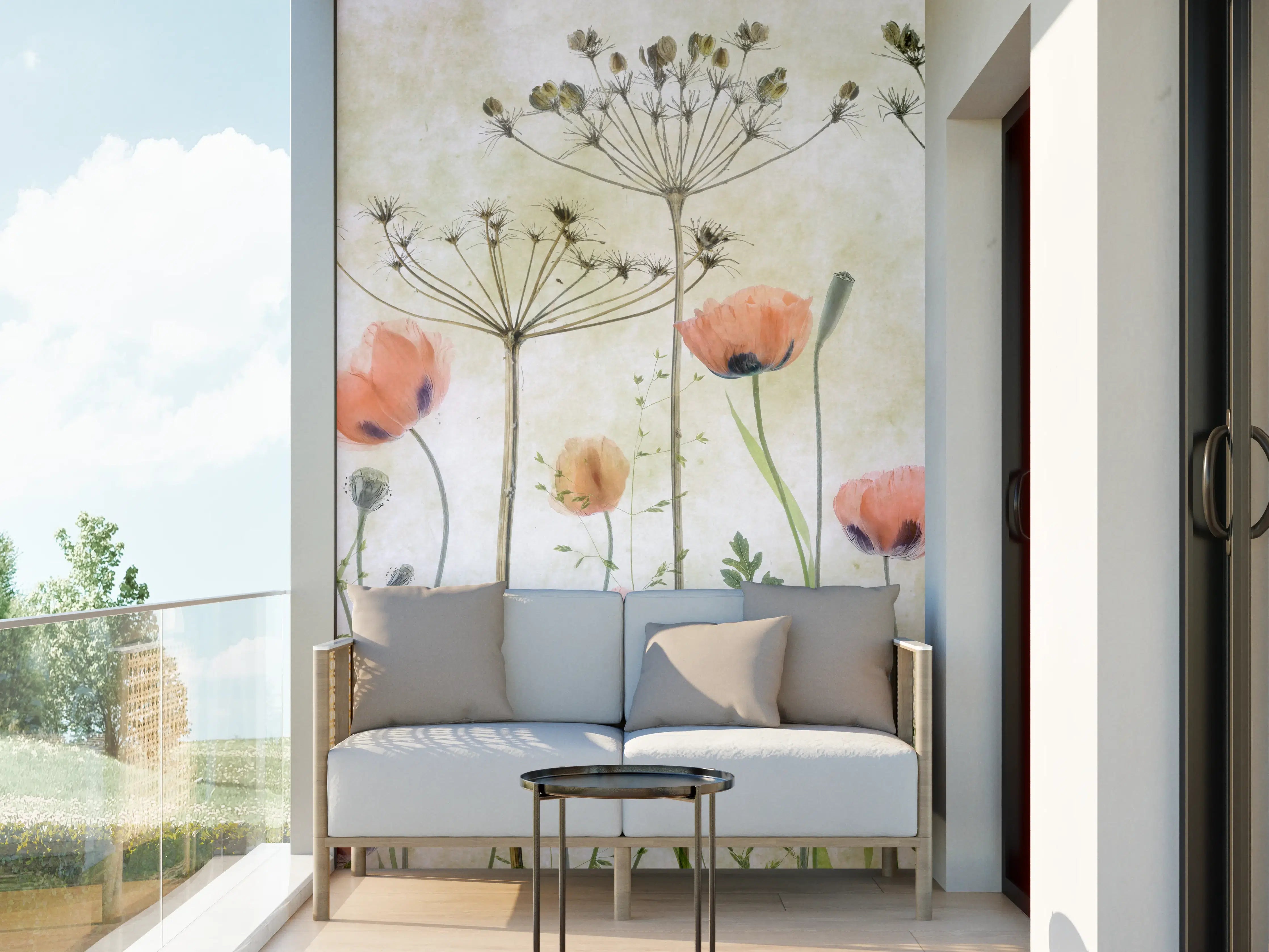 Wandverkleidung außen - Mohnblumen - Florale Zeichnung