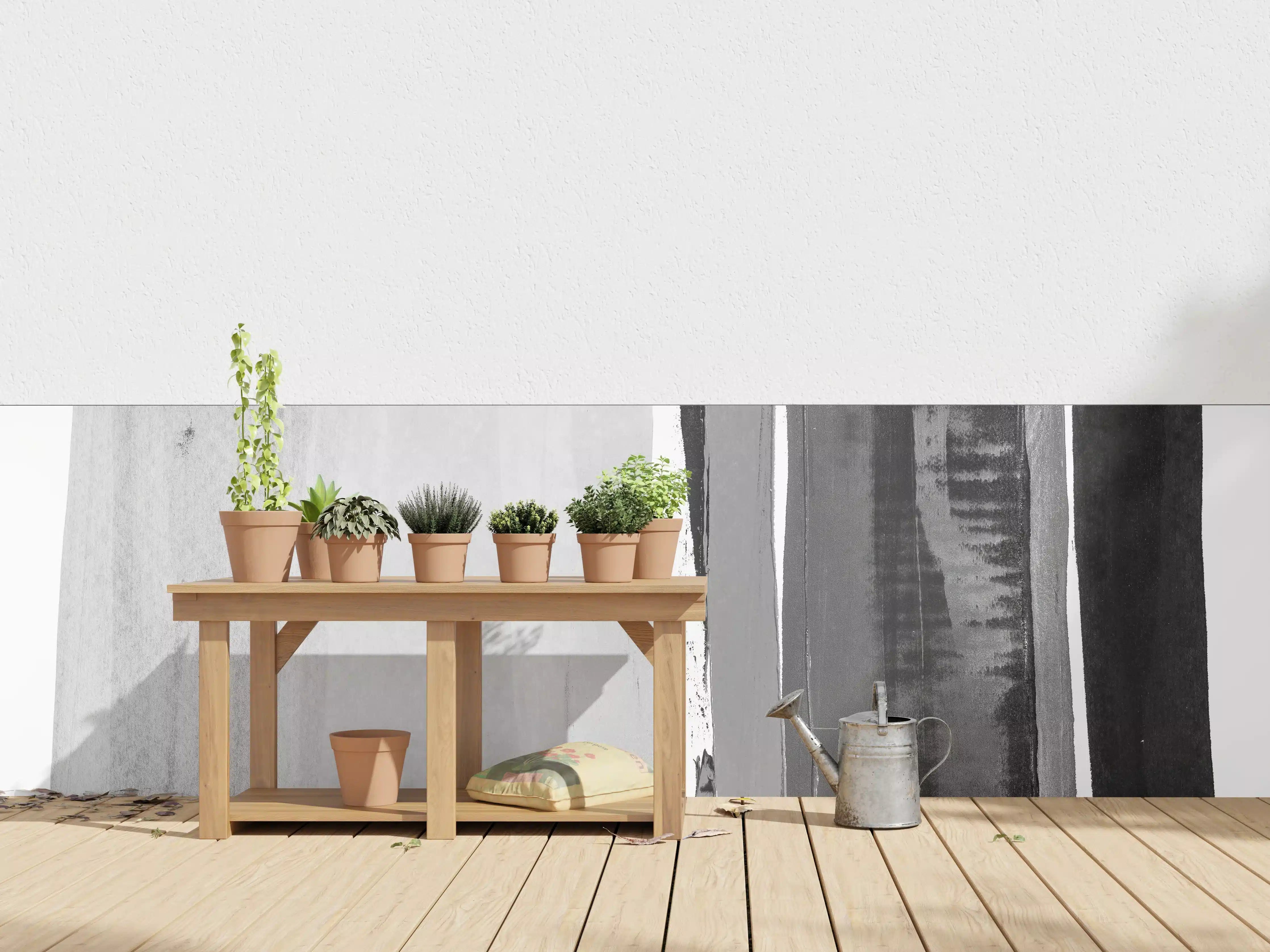 Wandverkleidung außen - Monochrome Aquarell-Striche