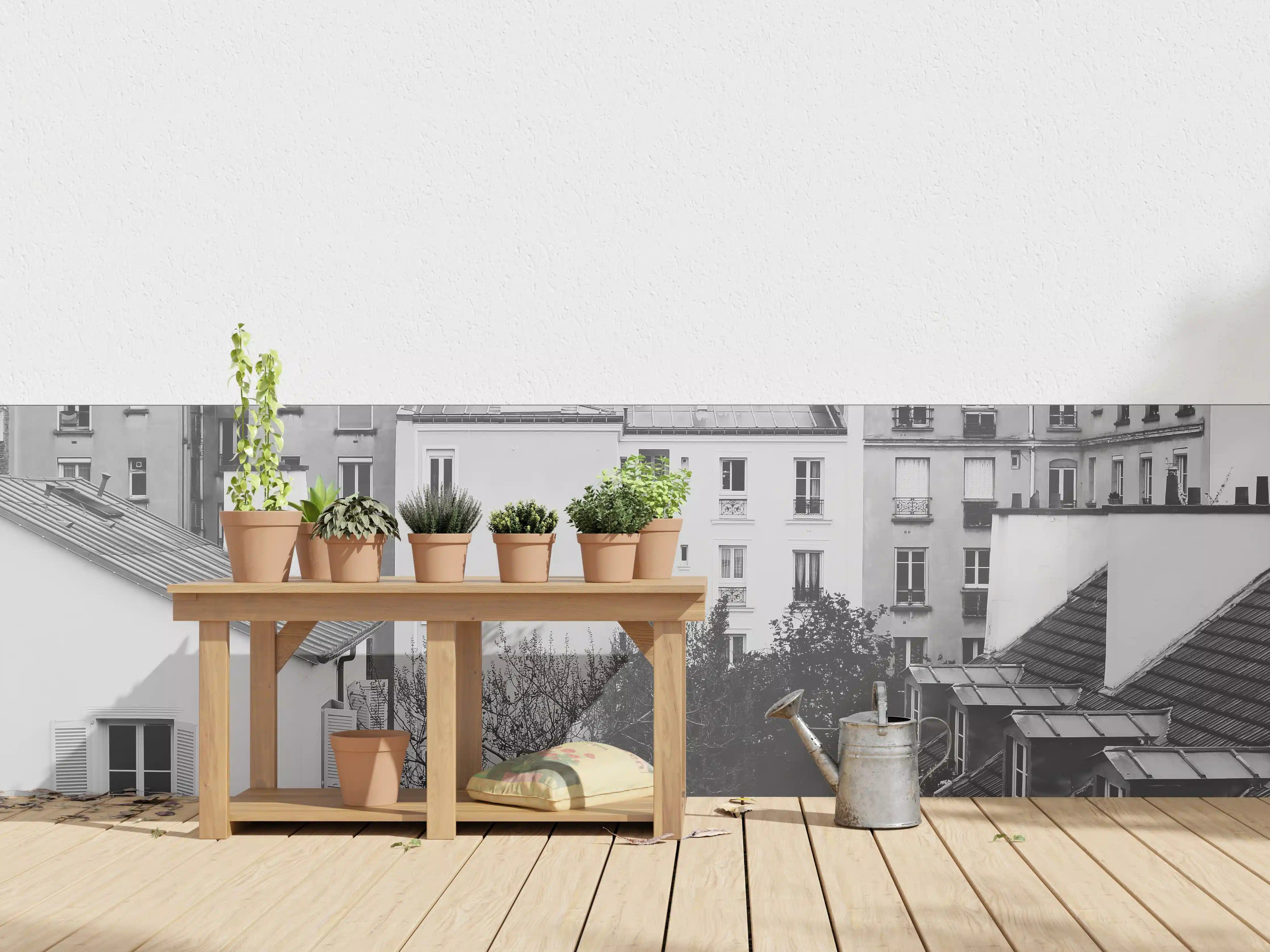 Wandverkleidung außen - Monochromes Paris-Straßenpanorama