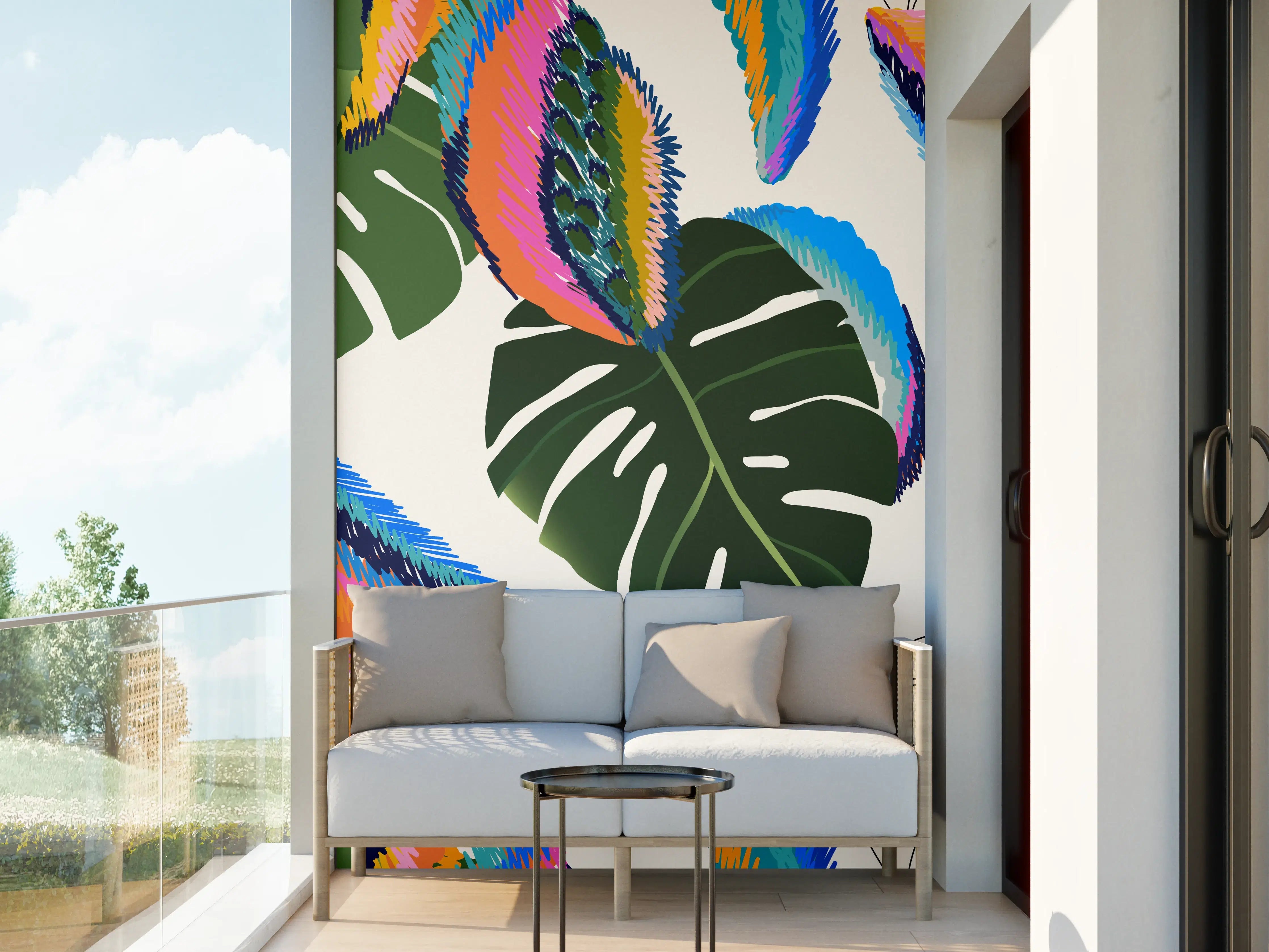 Wandverkleidung außen - Monstera Tropic Bunte Blätter