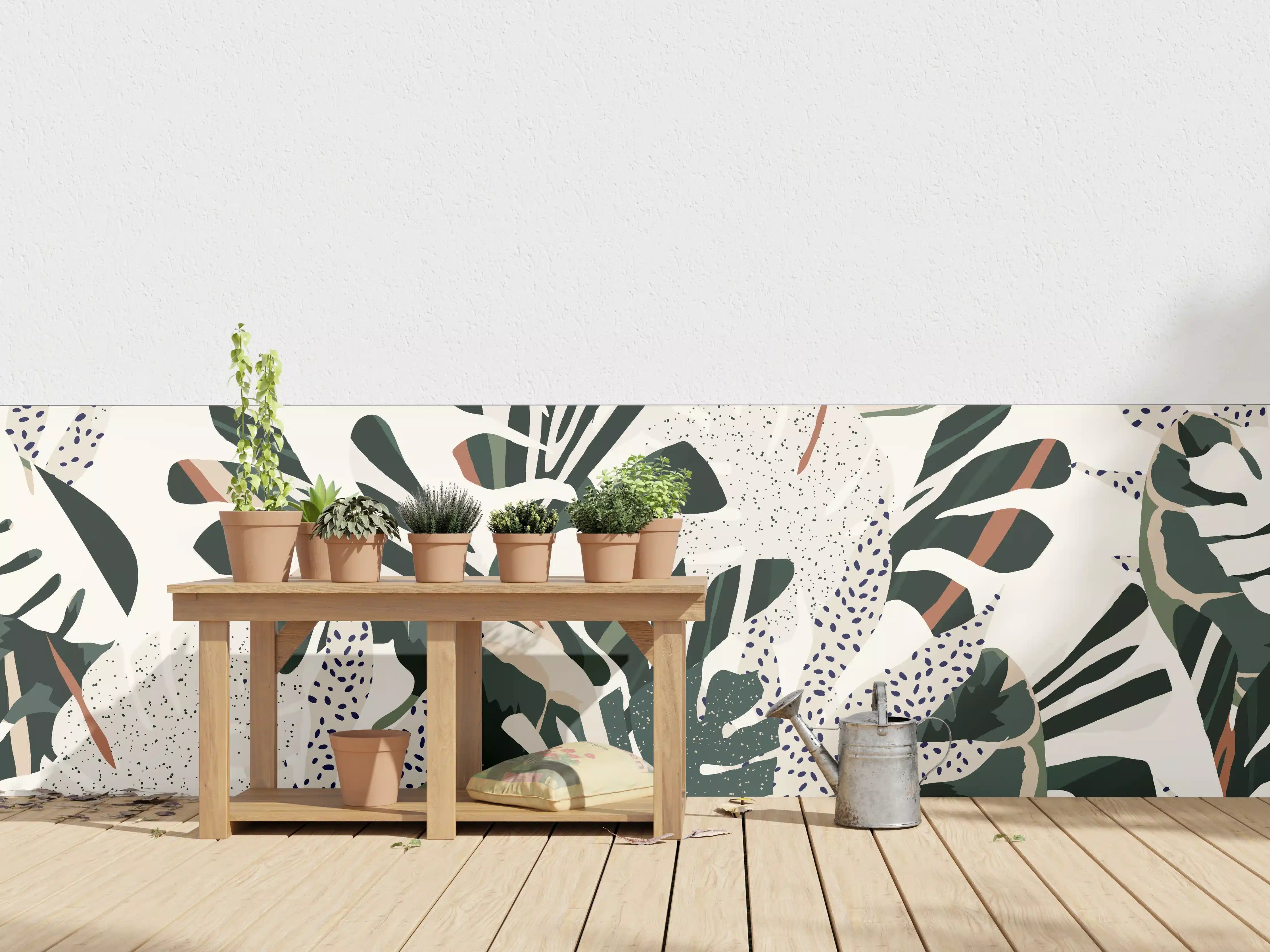 Wandverkleidung außen - Monstera Tropic Grün-Beige