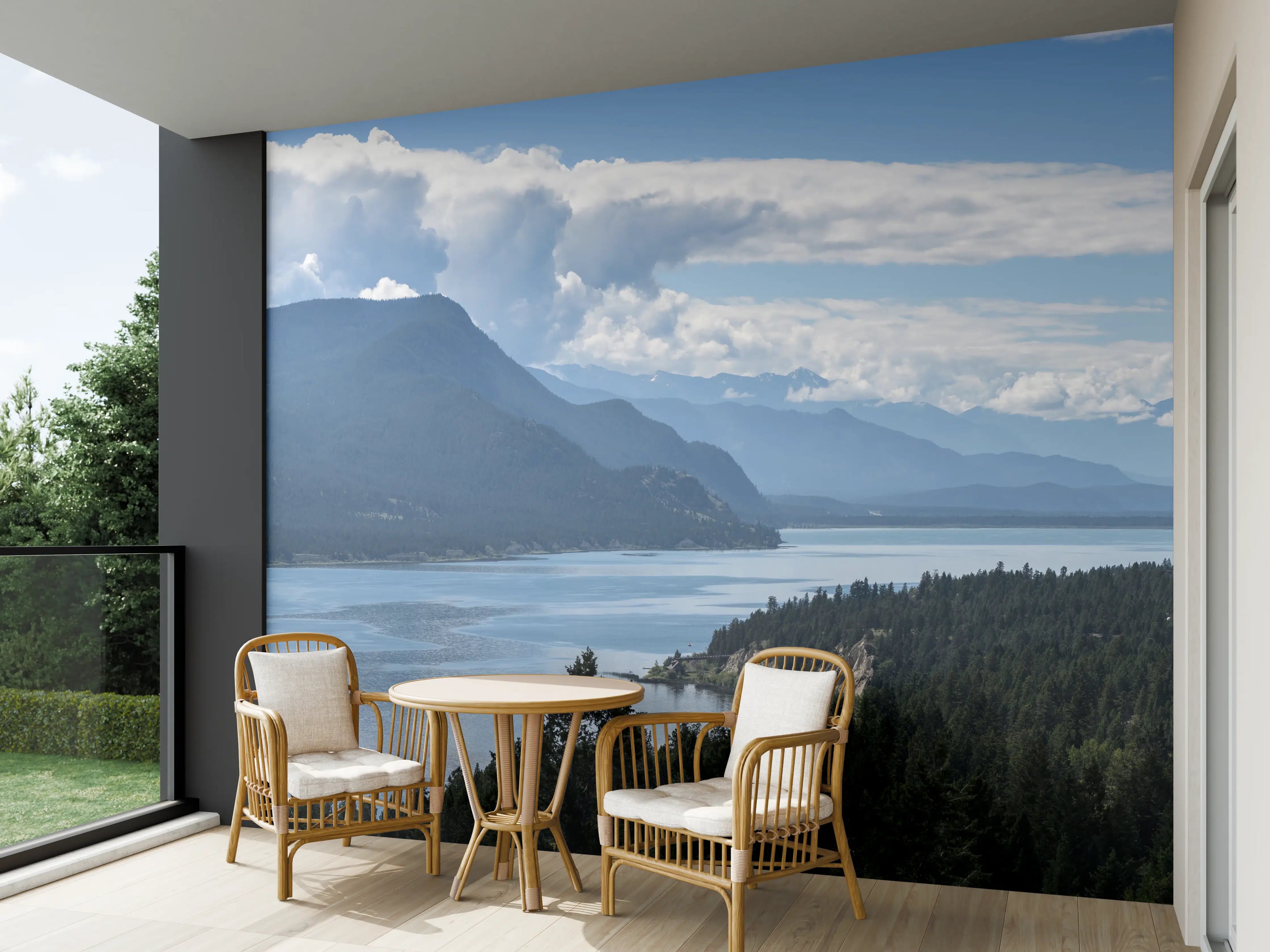 Wandverkleidung außen - Morgennebel über den Gipfeln des Fairmont Ridge