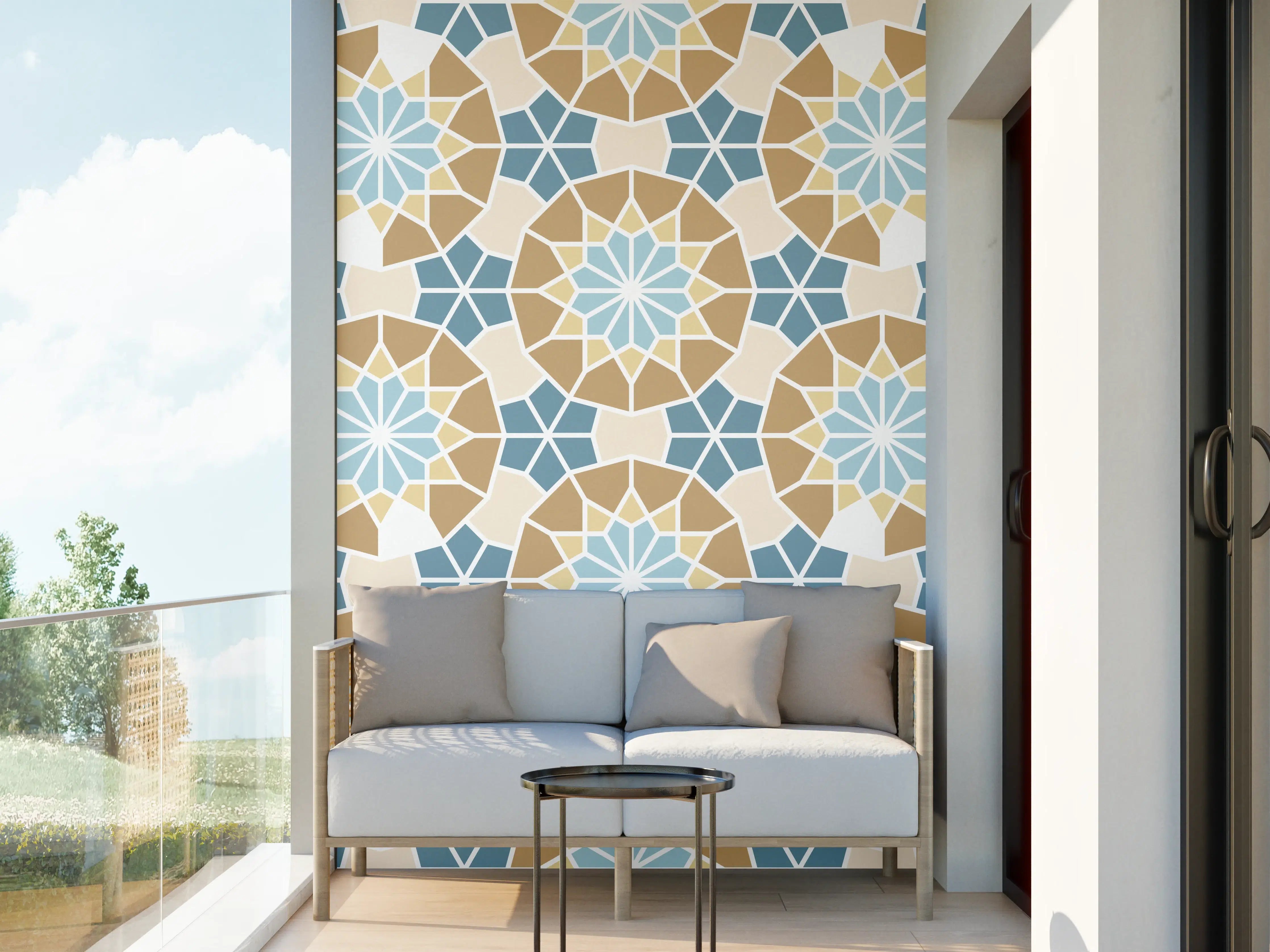 Wandverkleidung außen - Mosaik-Fliesen-Muster in Pastell