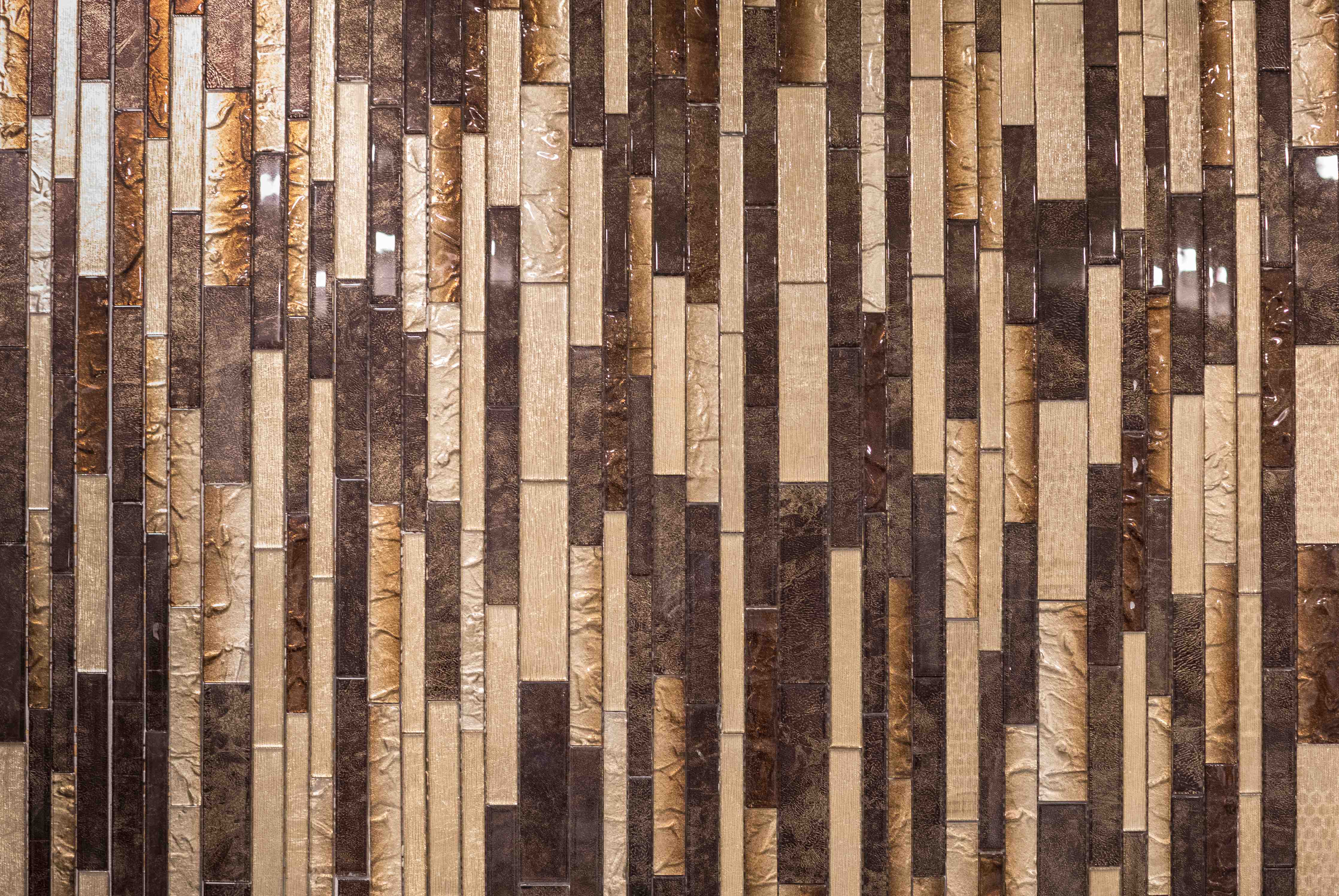 Wandverkleidung außen-Mosaik Holzoptik Braun Beige