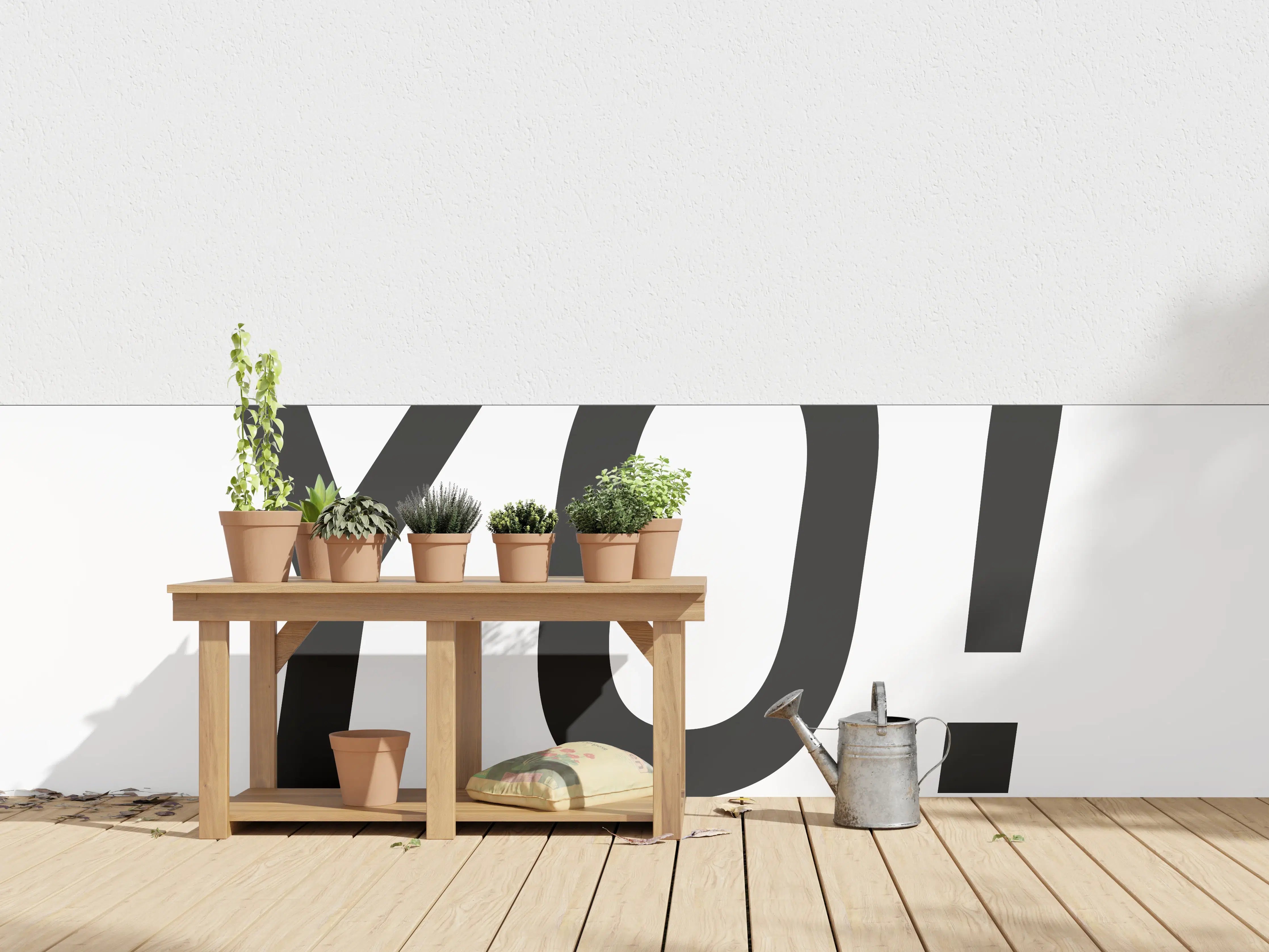 Wandverkleidung außen - Motivational 'YO!' Schwarz-Weiß-Design