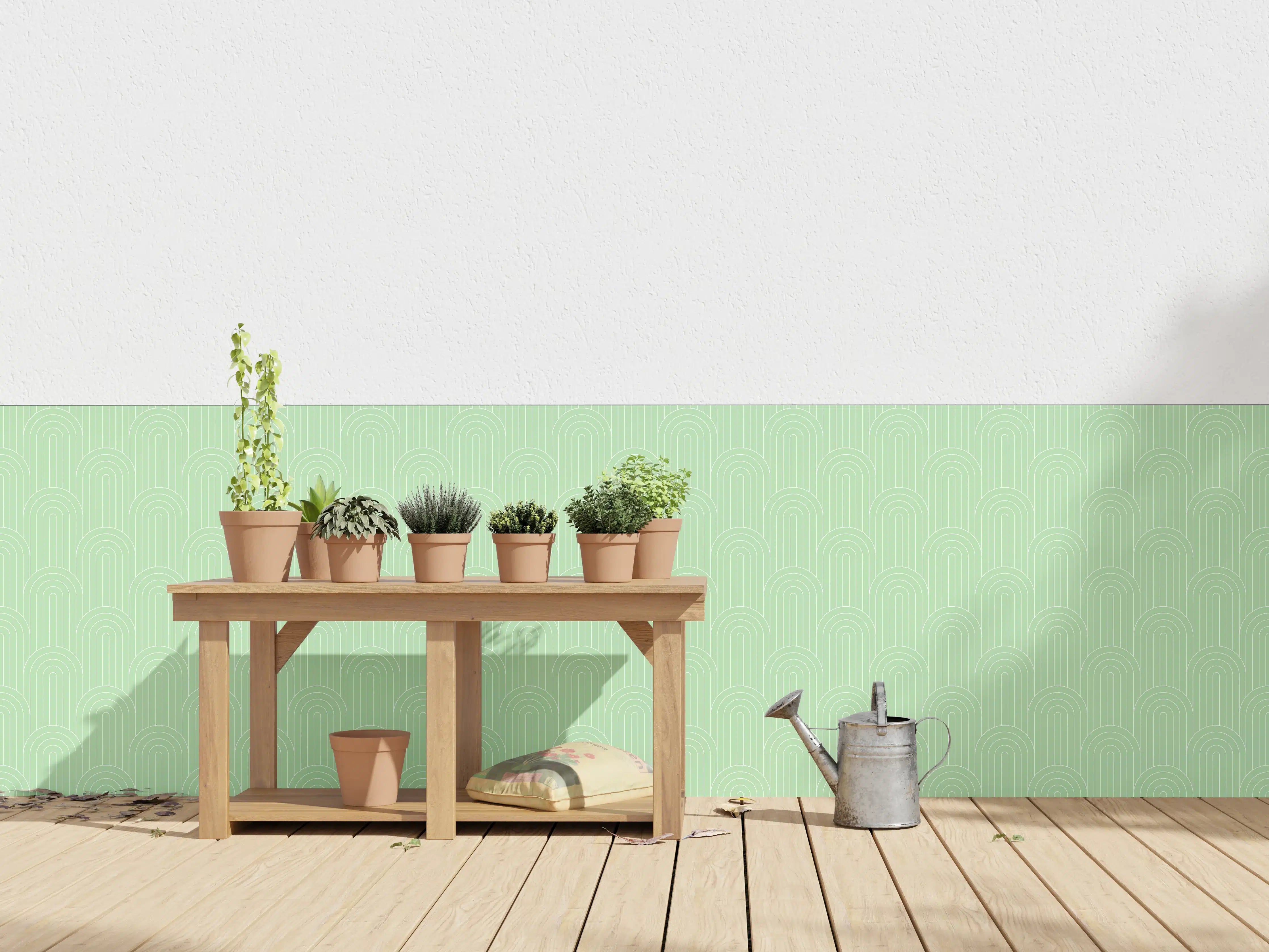 Wandverkleidung außen - Mural mit sanften Grüntönen