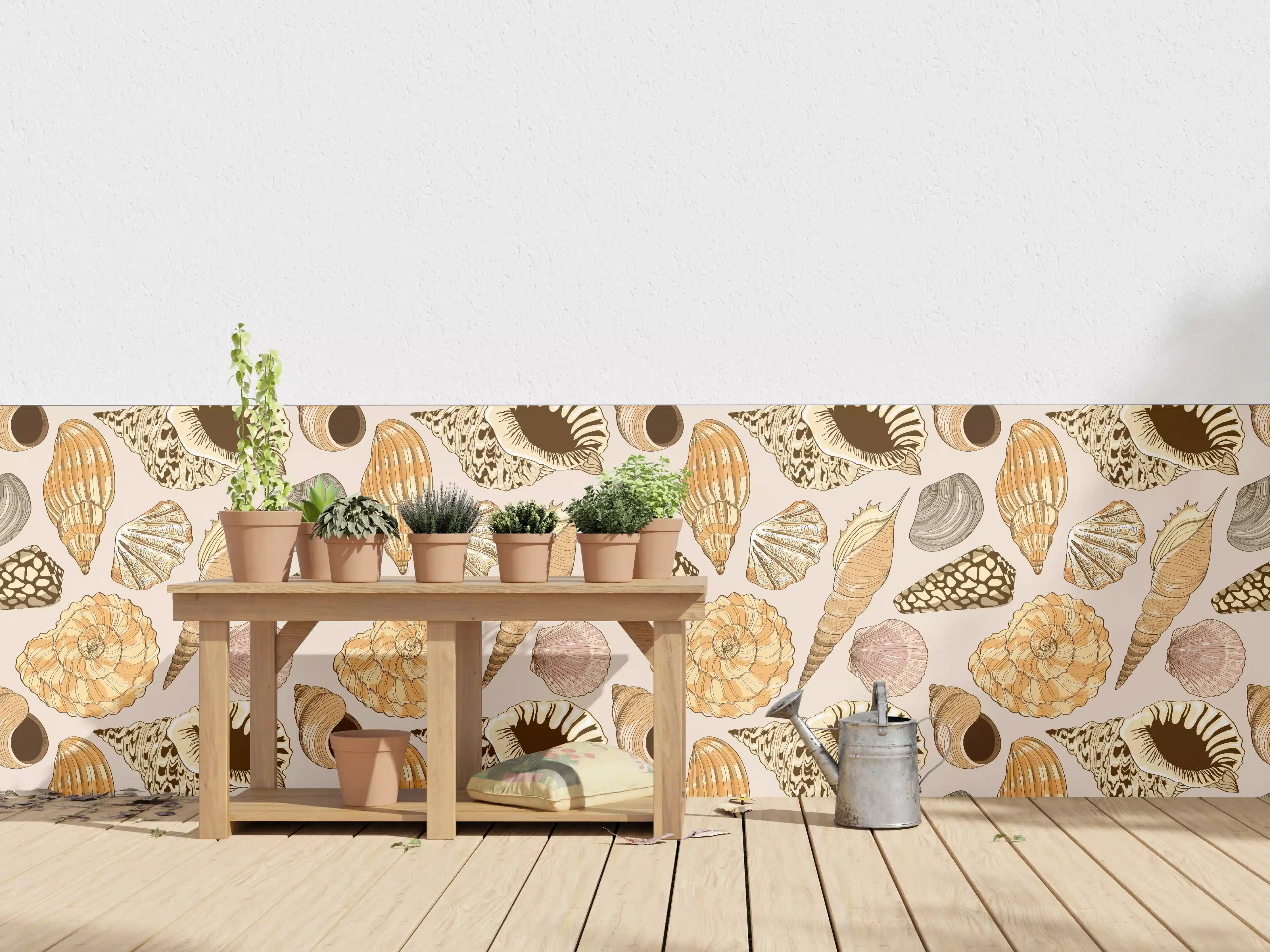 Wandverkleidung außen - Muschelmuster Beige-Orange