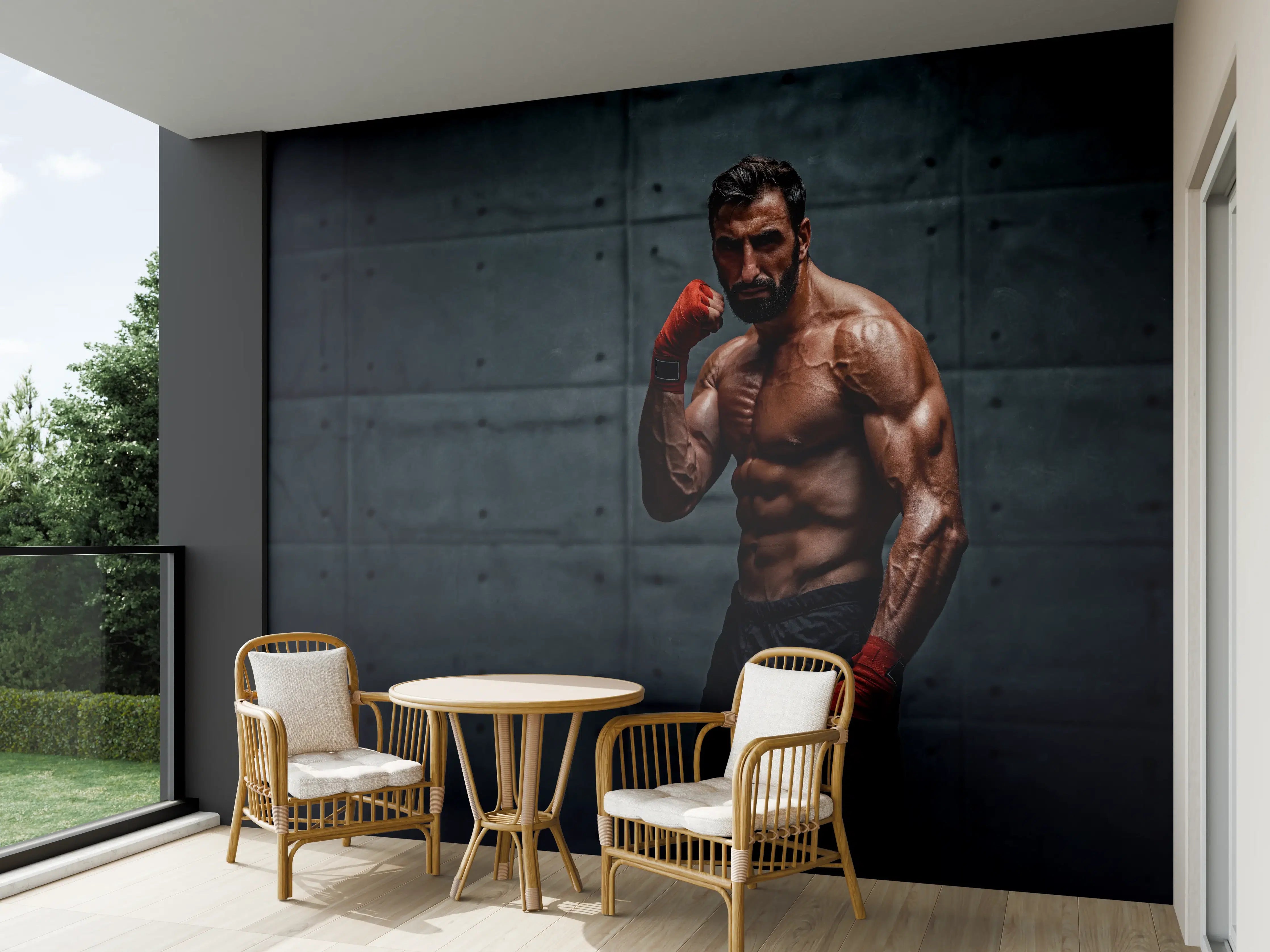 Wandverkleidung außen - Muskolöser MMA Kämpfer