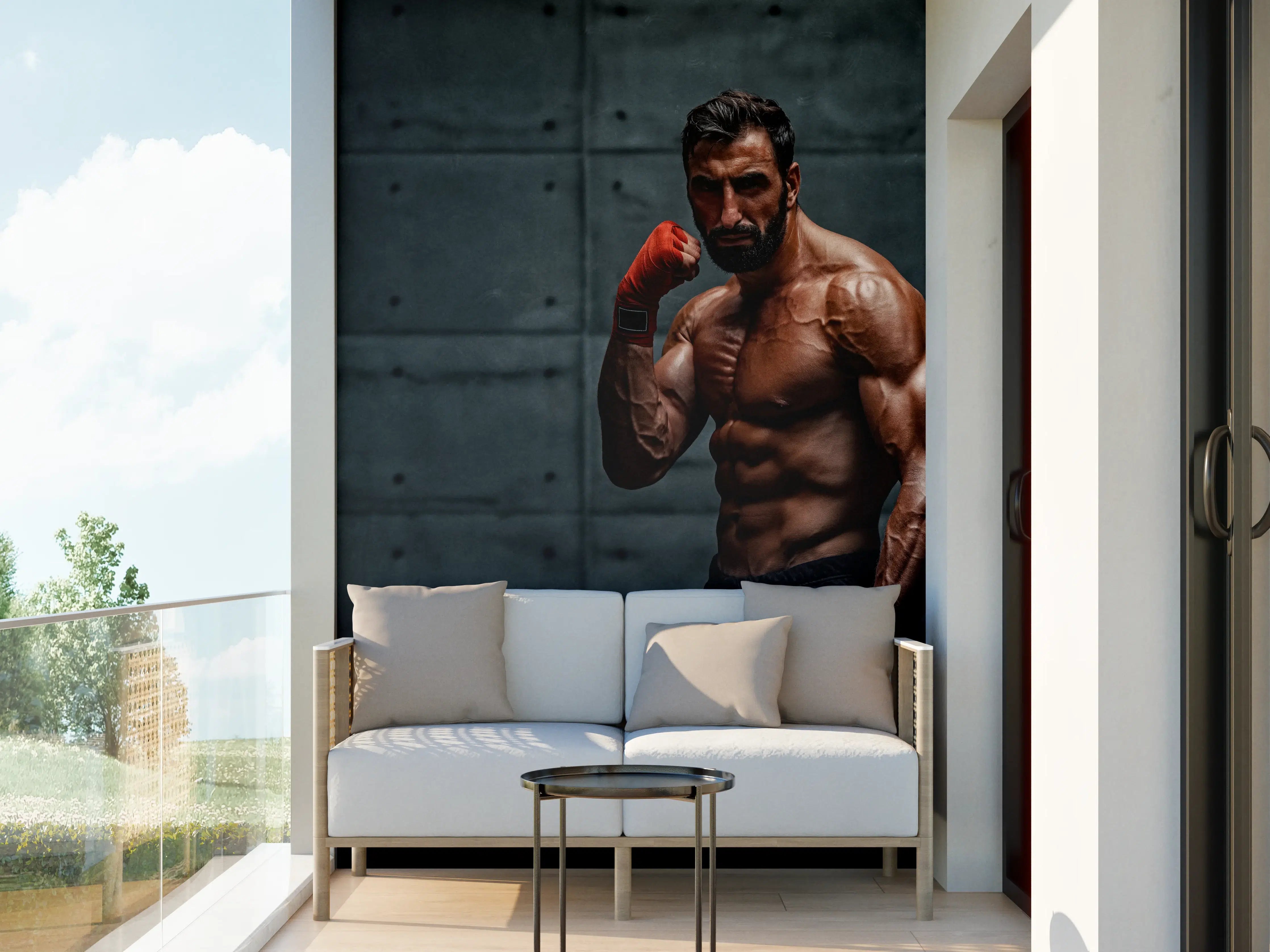 Wandverkleidung außen - Muskolöser MMA Kämpfer