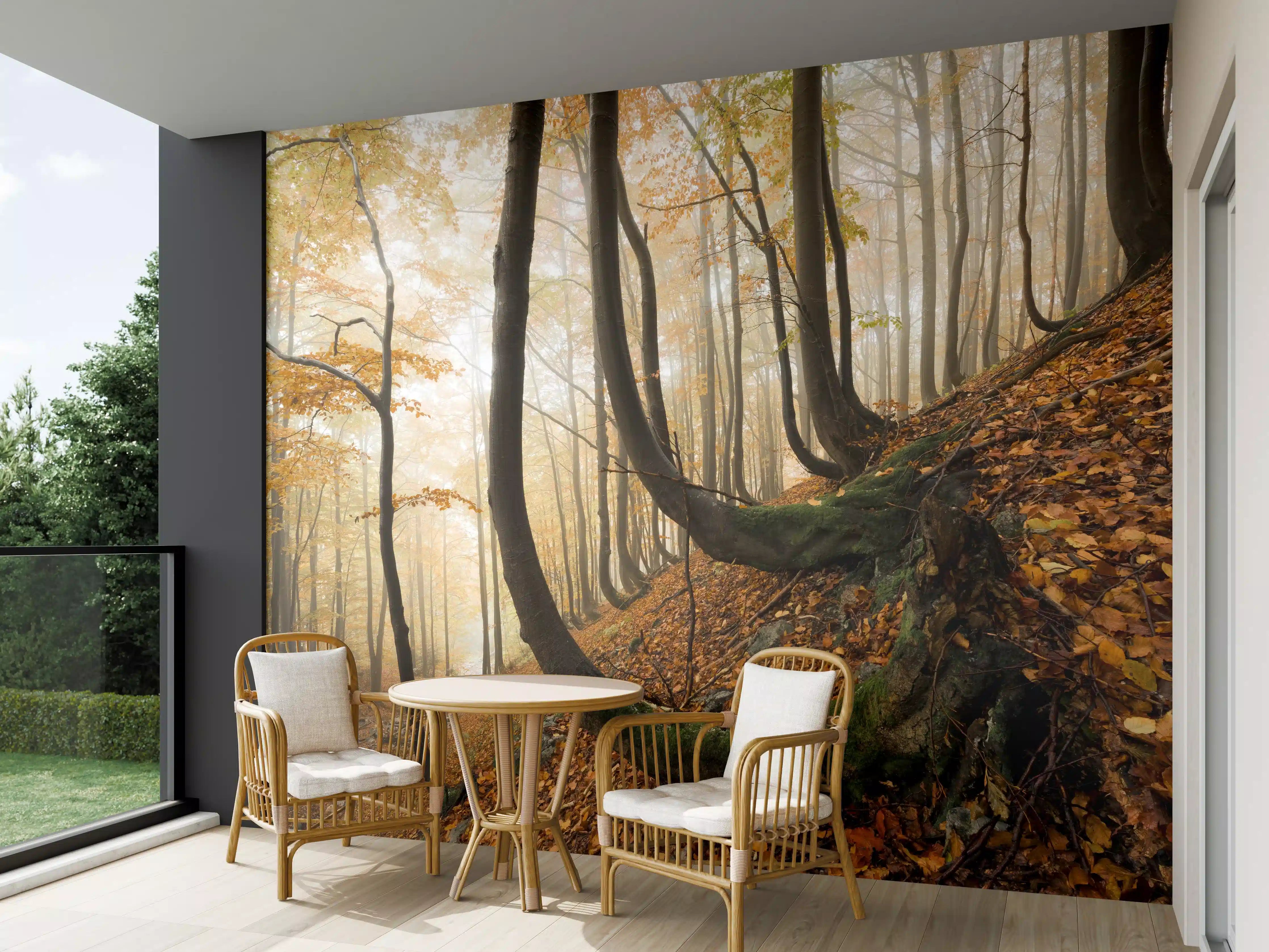 Wandverkleidung außen - Mystischer Wald im Herbst