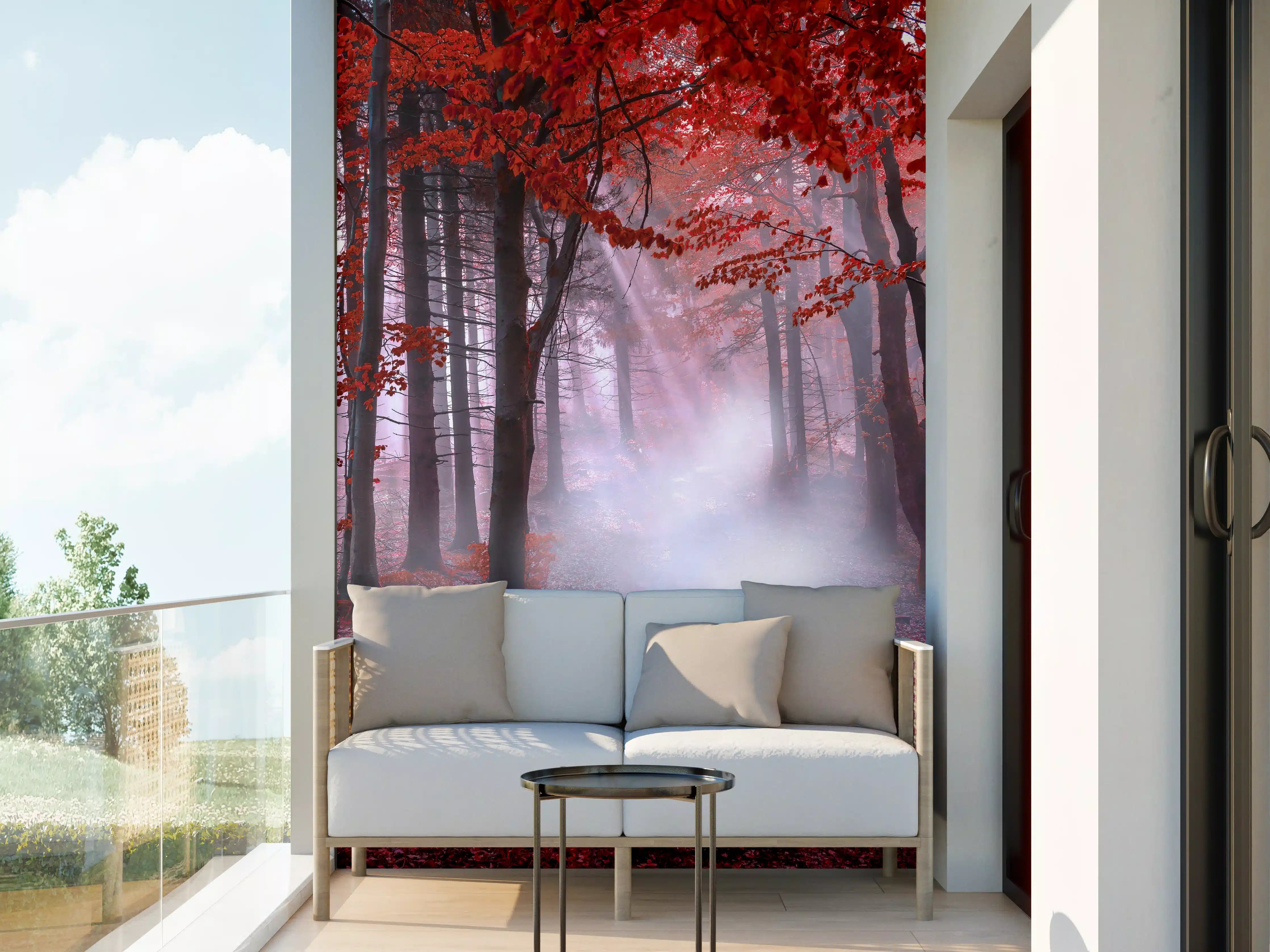 Wandverkleidung außen - Mystischer roter Wald