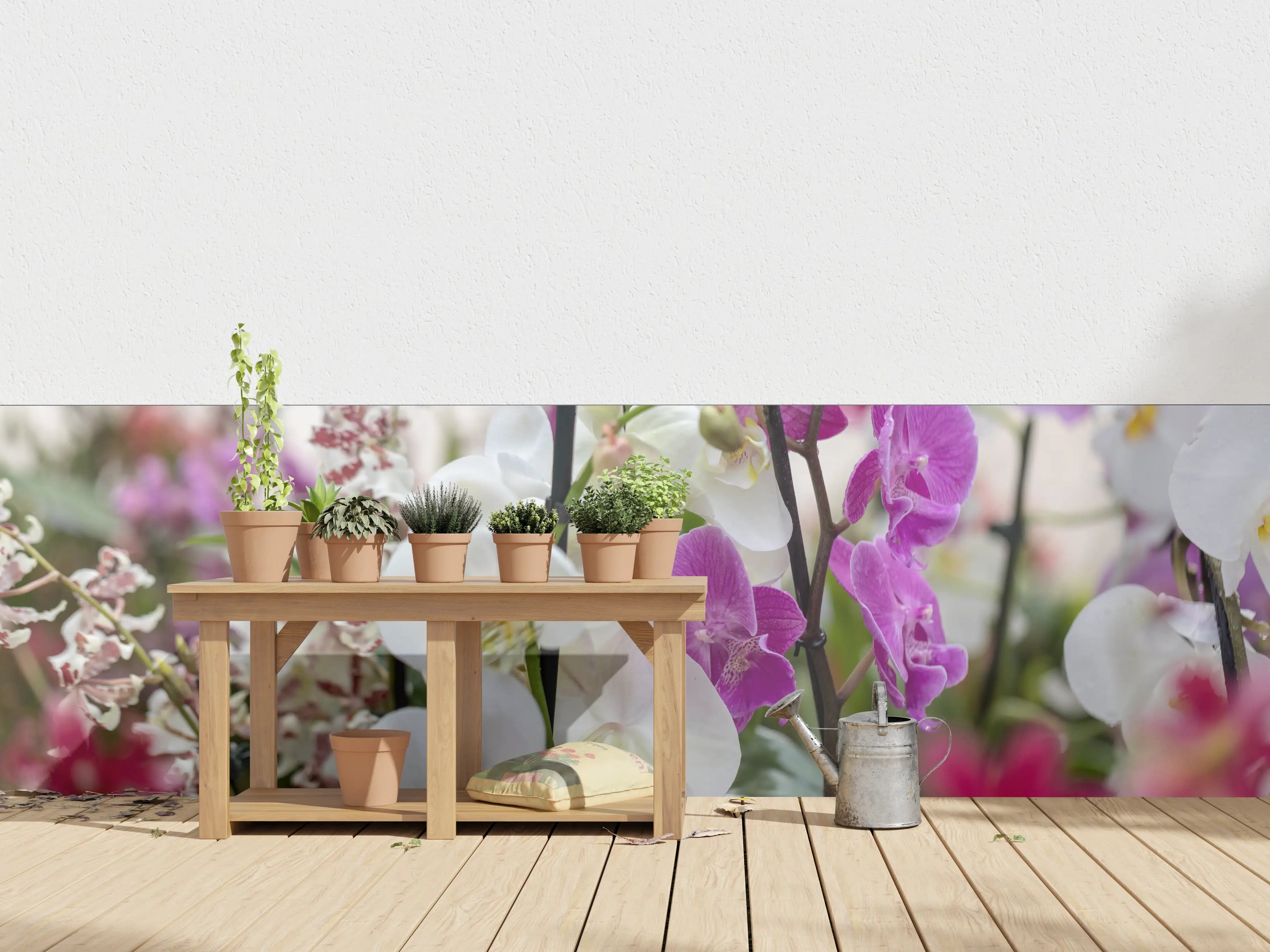 Wandverkleidung außen - Nahaufnahme von bunten Orchideen