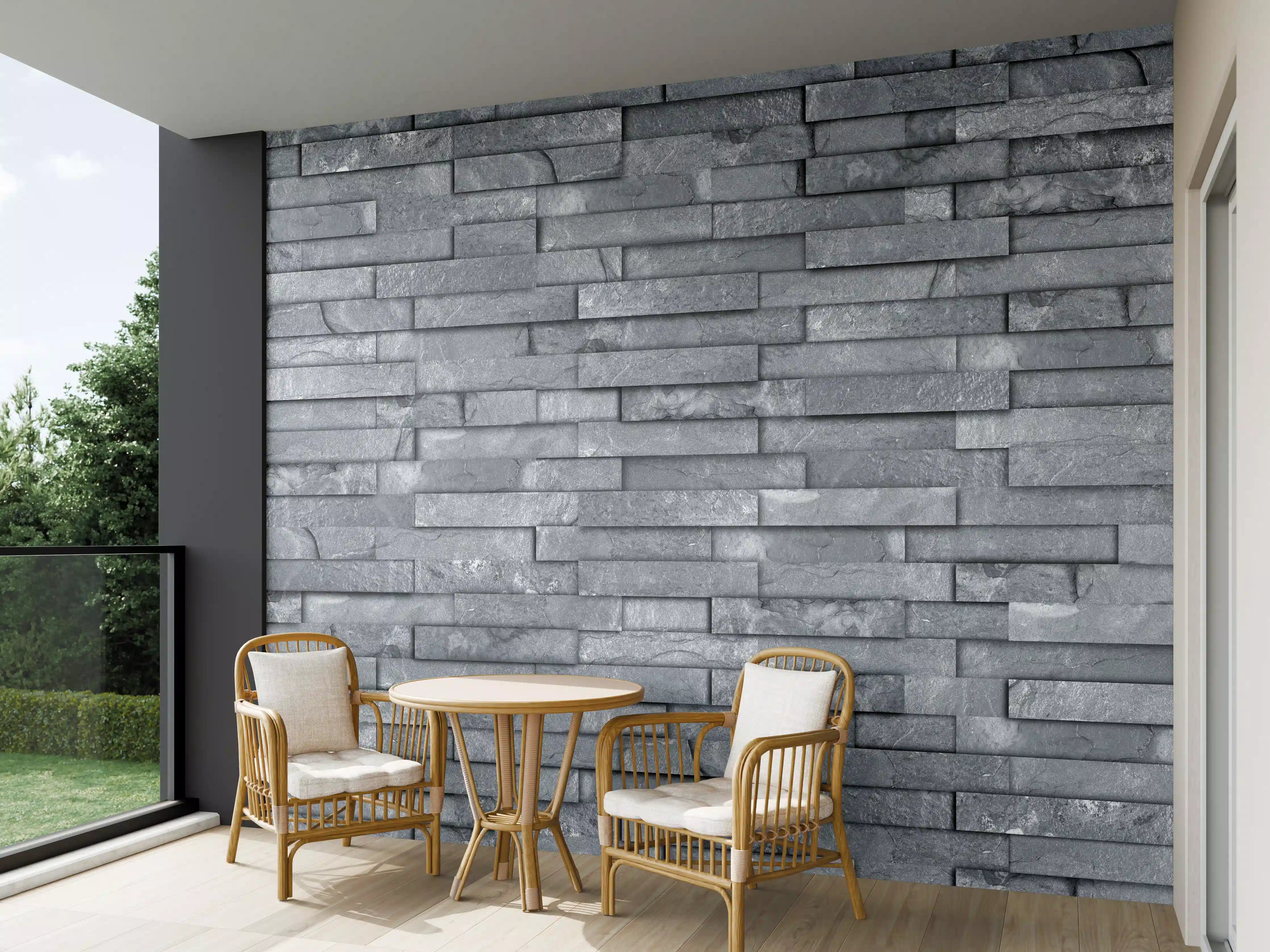 Wandverkleidung außen - Nahtlose graue Schiefersteinwand Textur