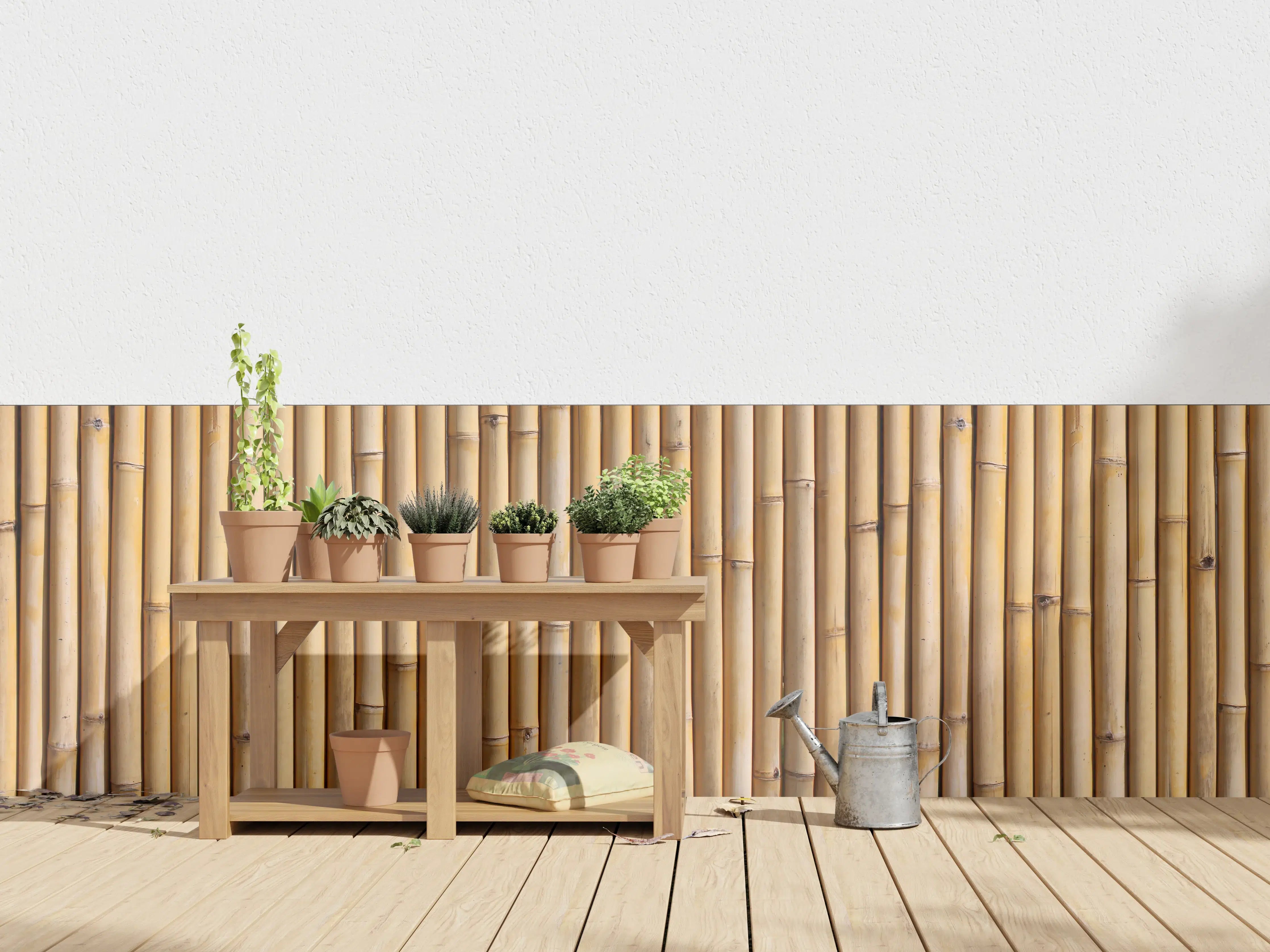 Wandverkleidung außen - Naturholz-Motiv in warmen Braun- und Beigetönen