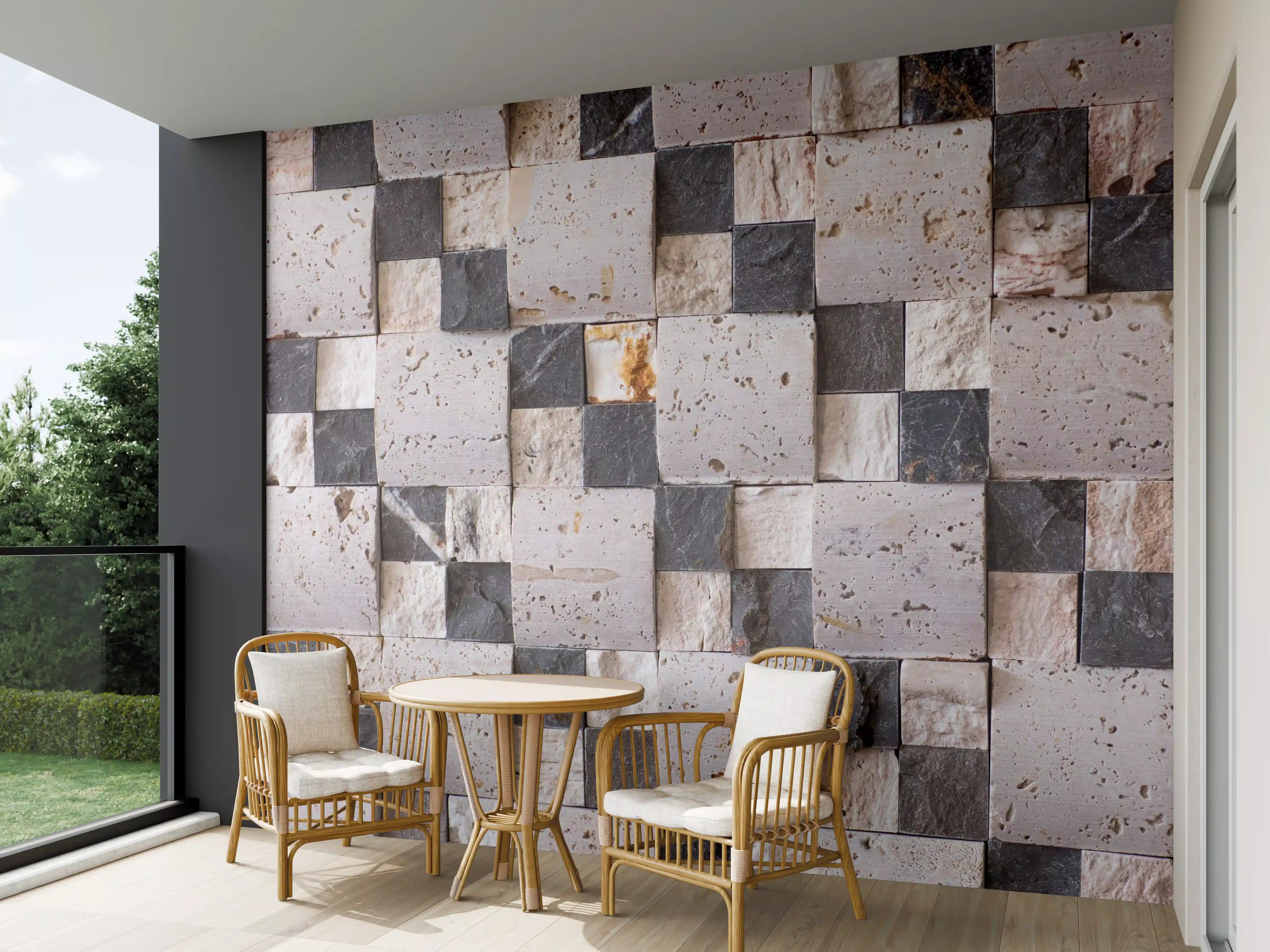 Wandverkleidung außen - Natursteinmosaik mit verschiedenen Texturen