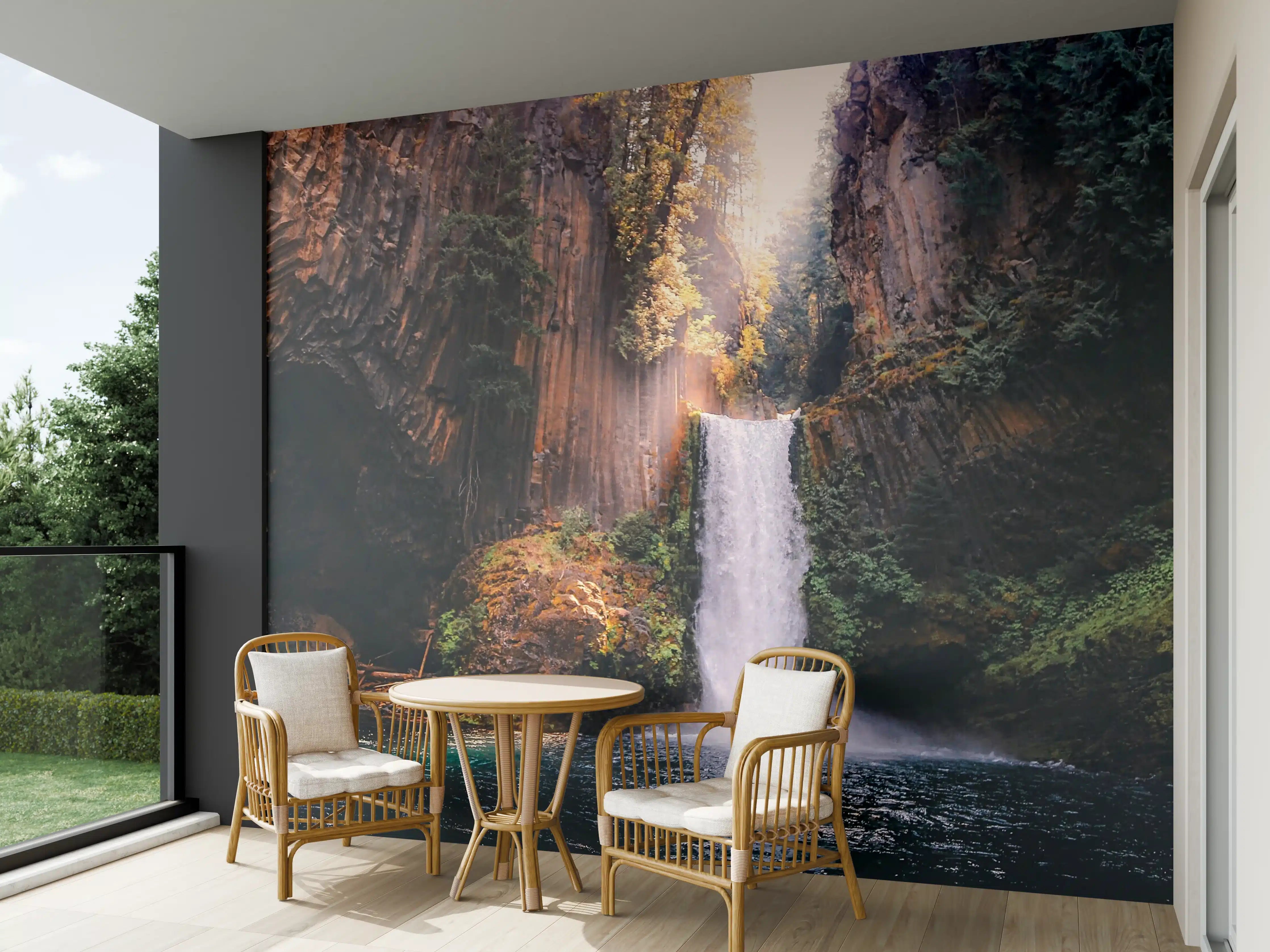 Wandverkleidung außen - Naturwasserfall in naturbelassener Umgebung