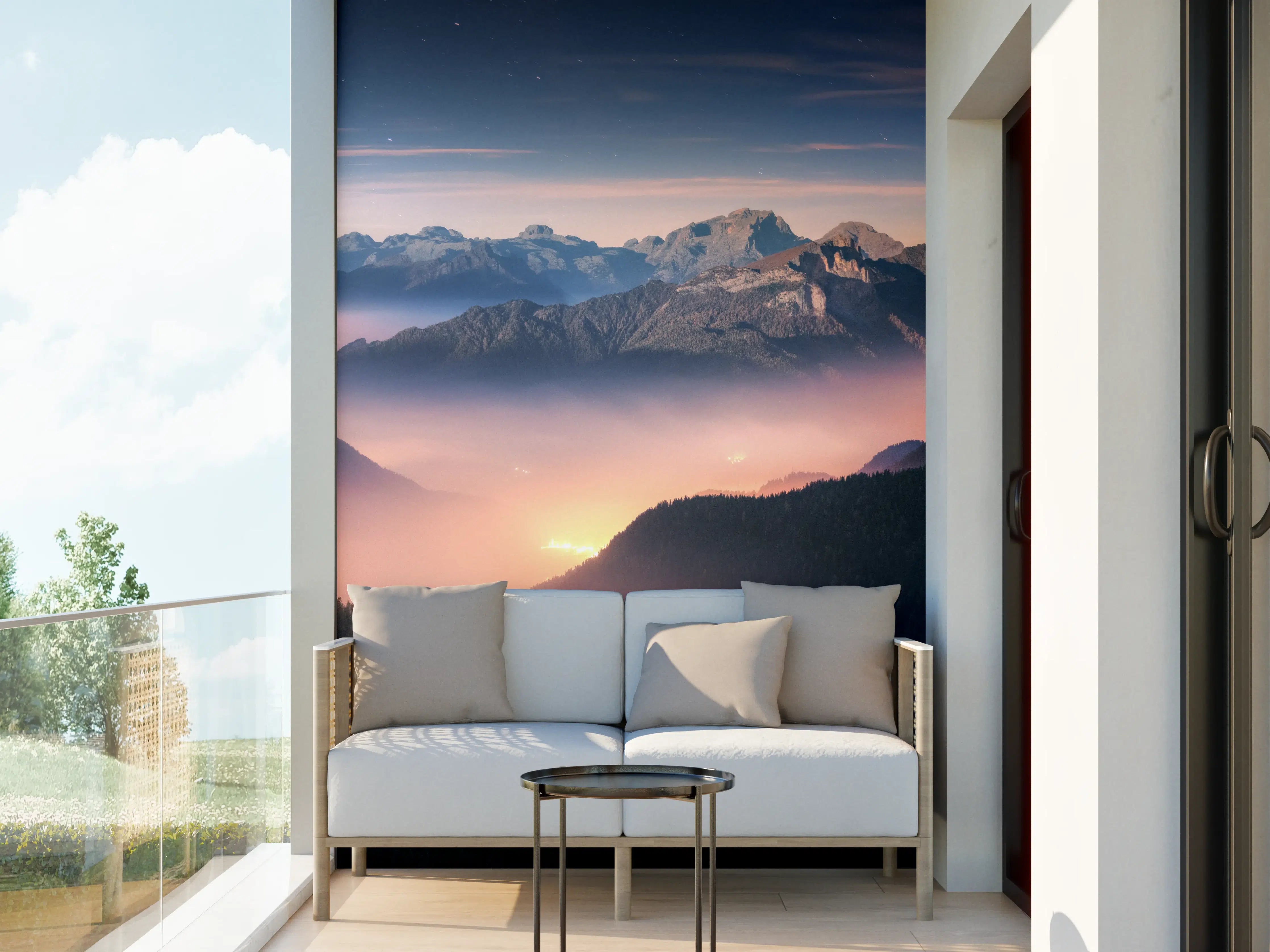 Wandverkleidung außen - Nebliger Blick auf Dolomiten