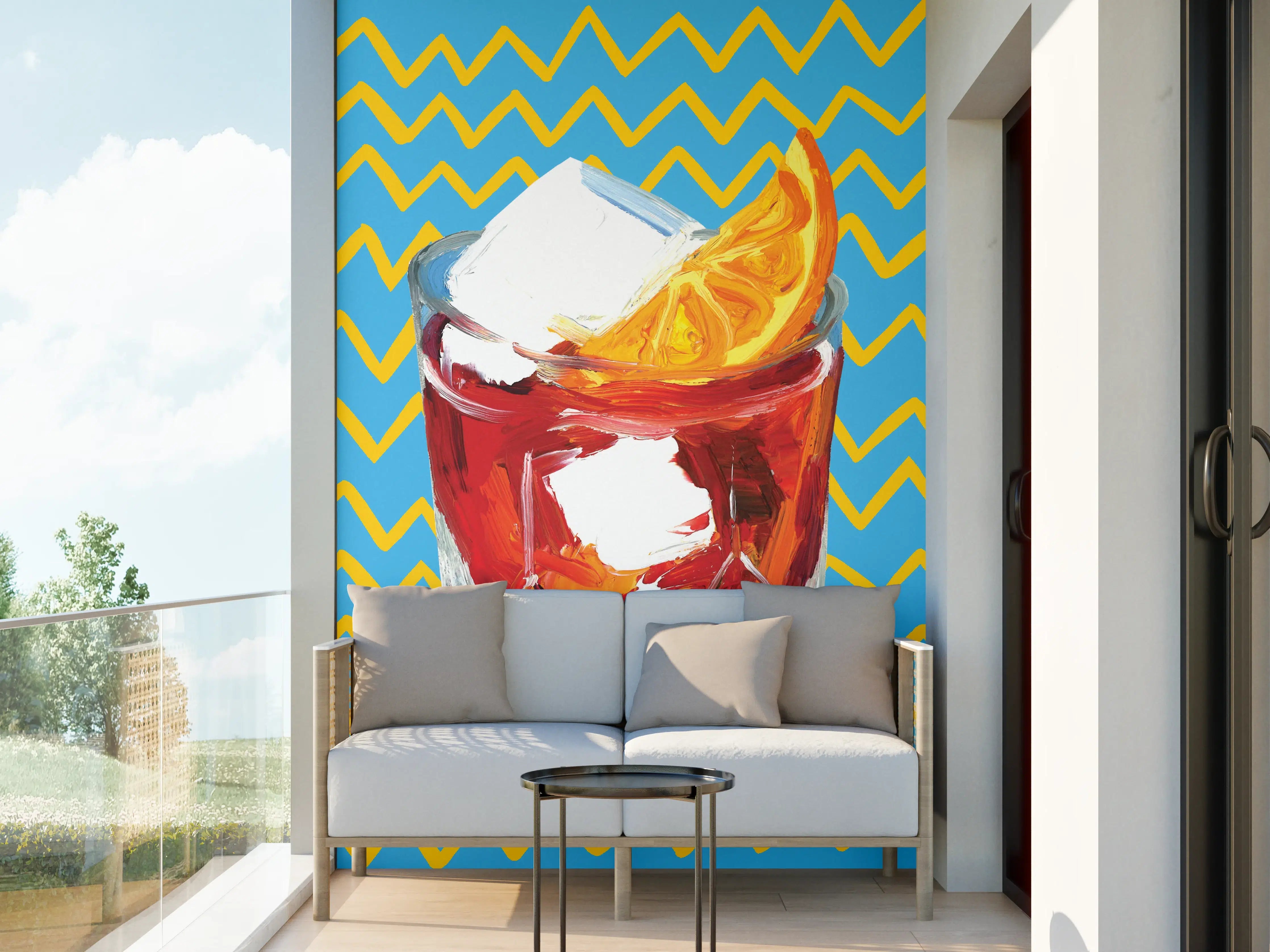 Wandverkleidung außen - Negroni Cocktail - Acryl Gemälde 