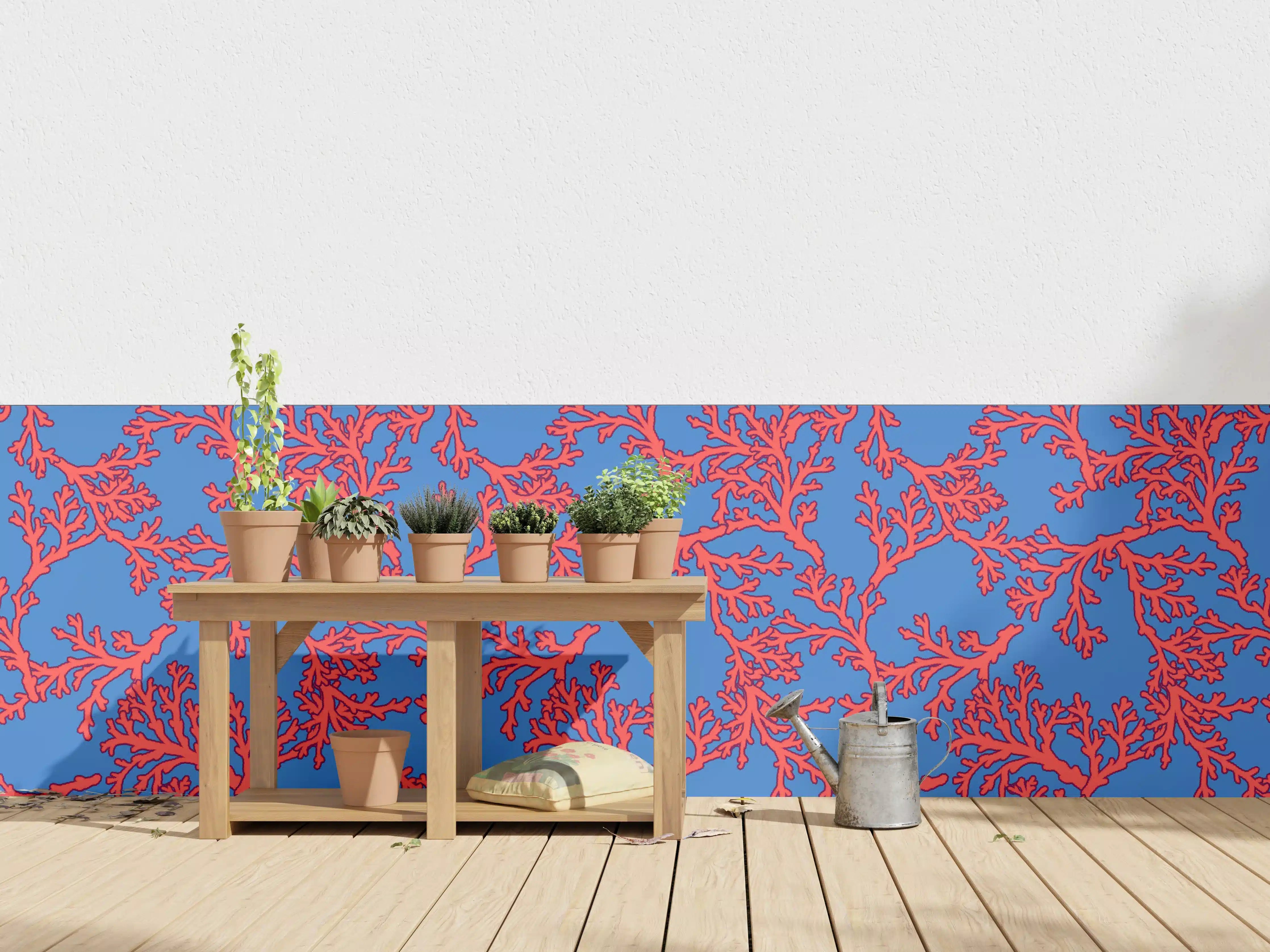 Wandverkleidung außen - Neon-Korallen Blau-Rot