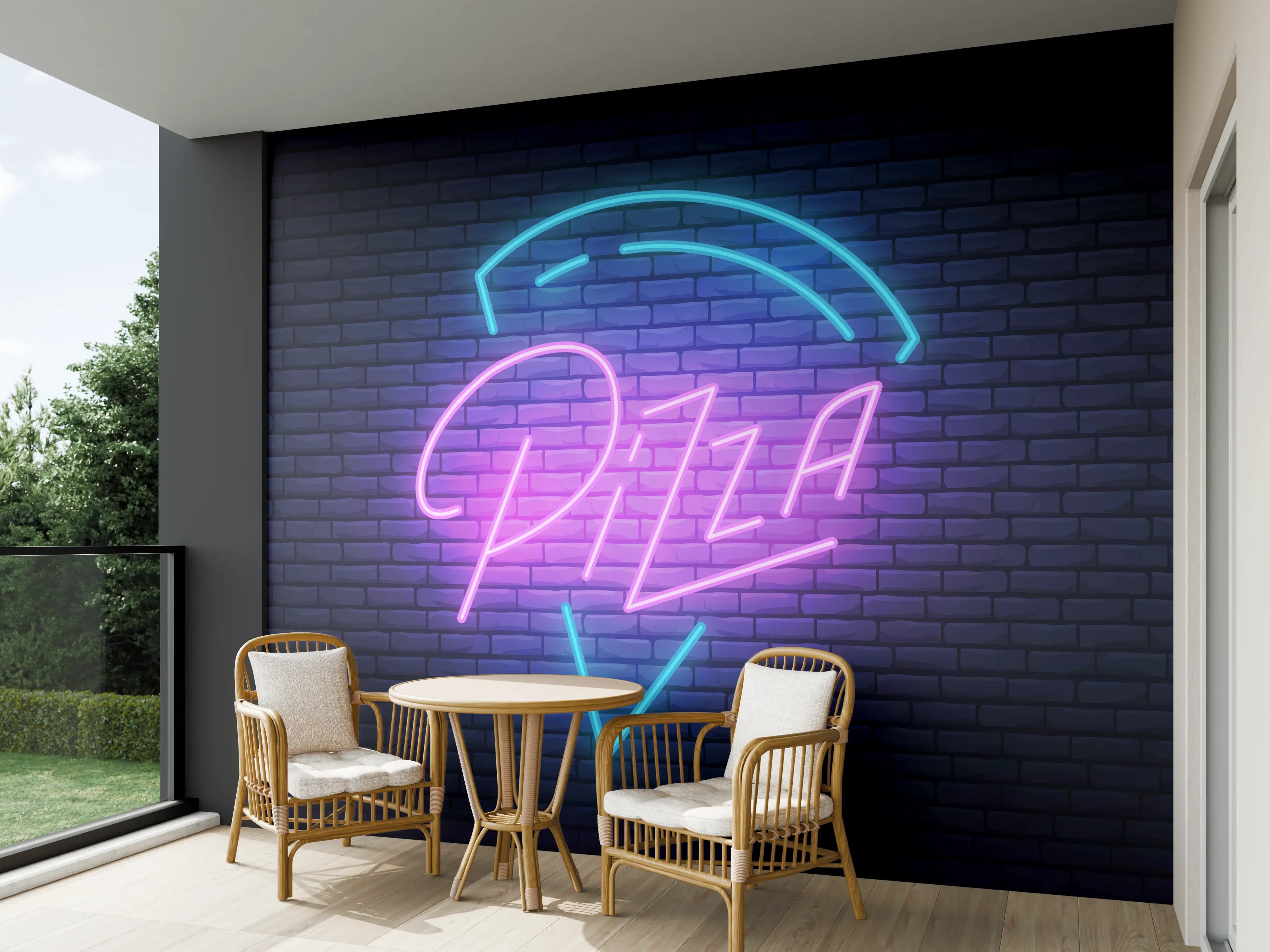 Wandverkleidung außen - Neon Pizza Schild