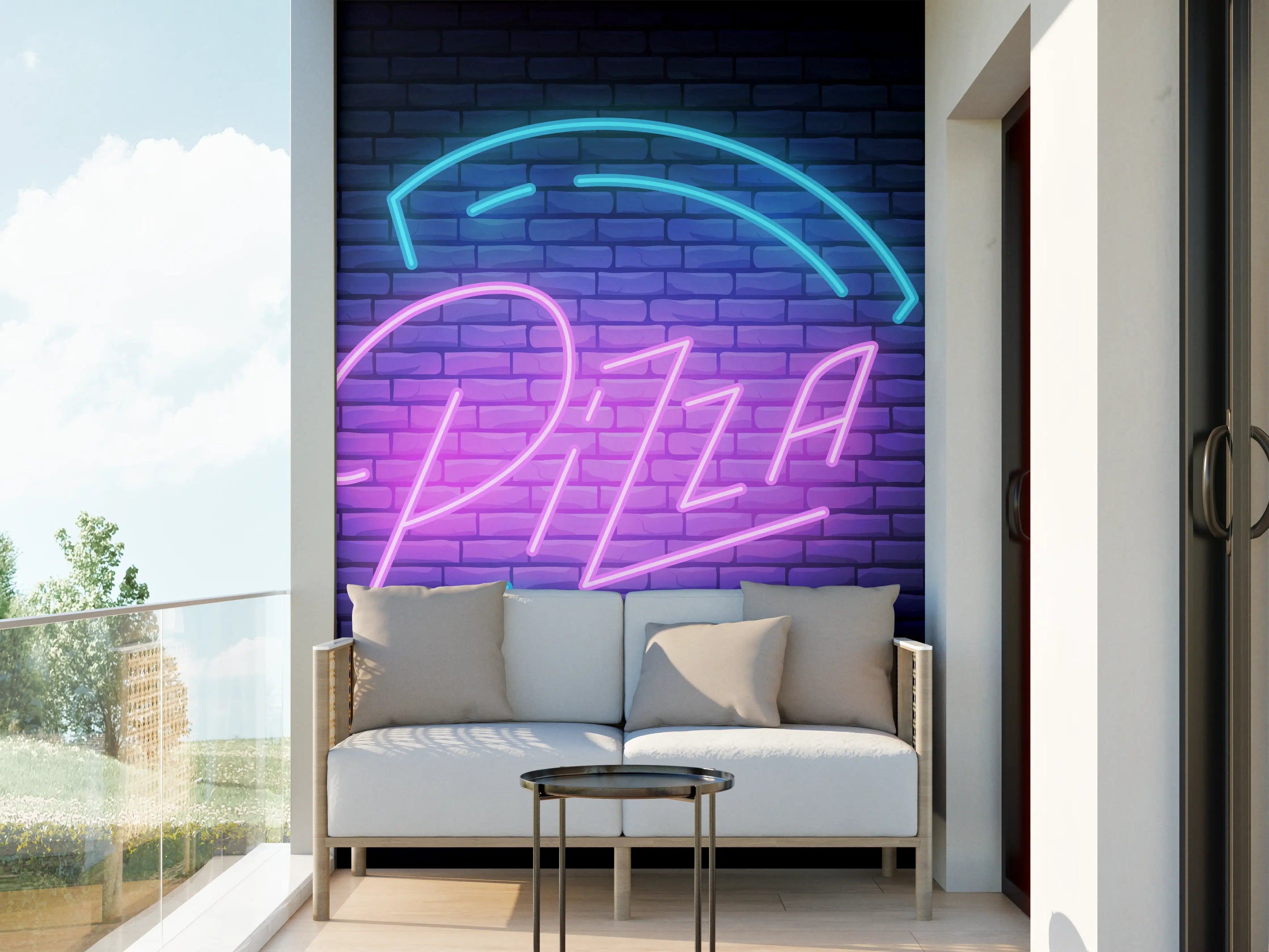 Wandverkleidung außen - Neon Pizza Schild