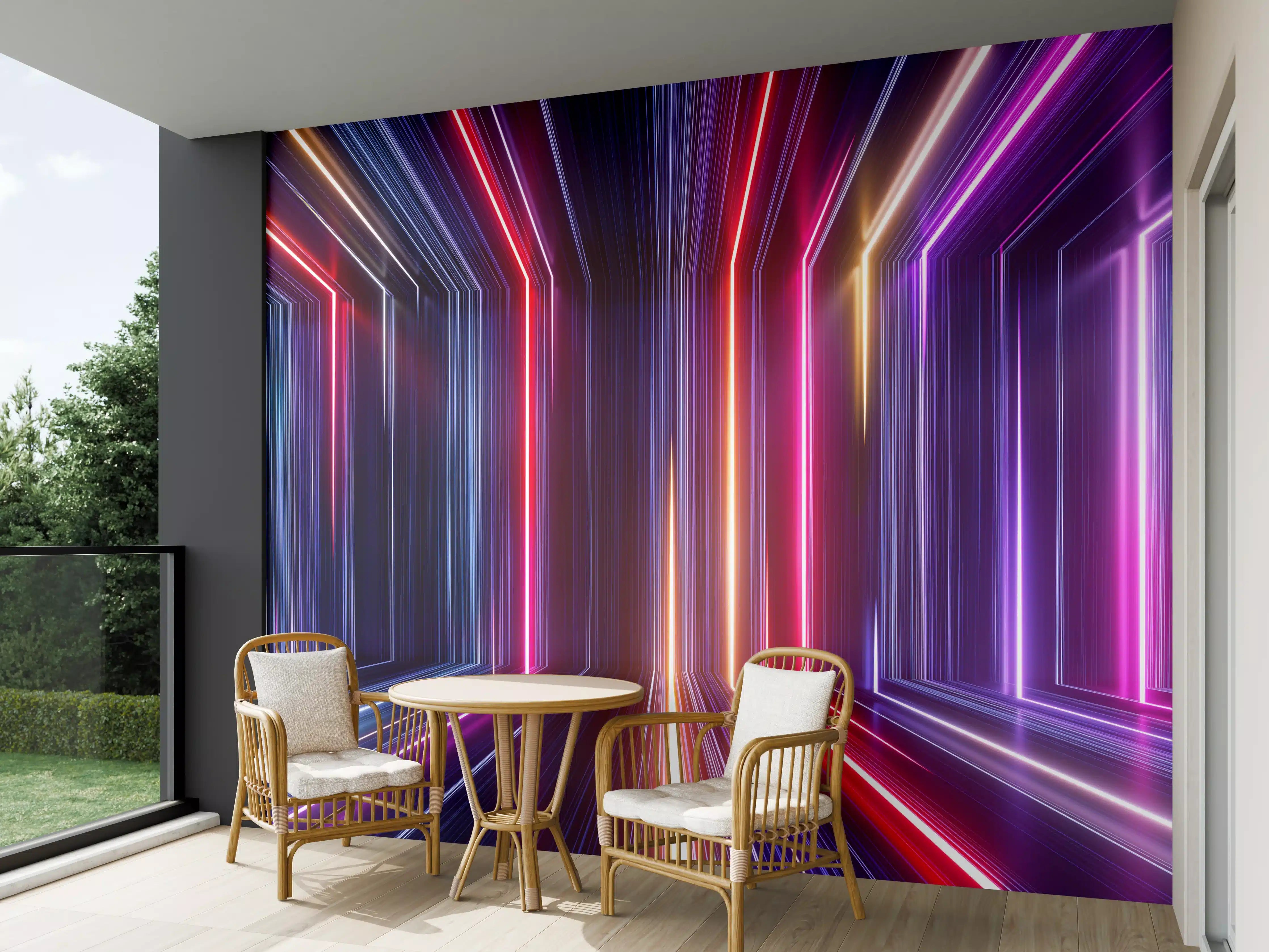 Wandverkleidung außen - Neonlichter in vividem Farbenspiel