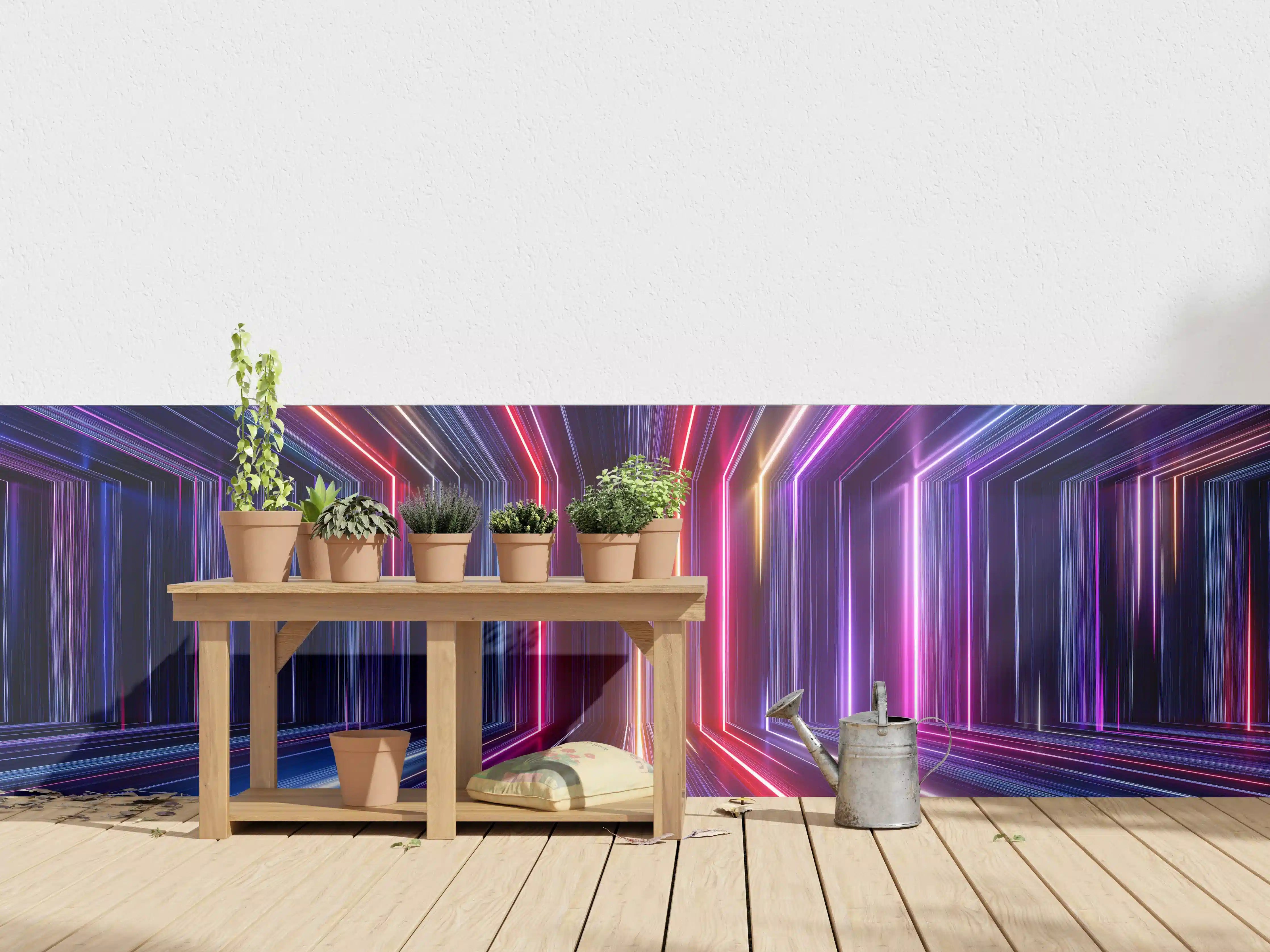 Wandverkleidung außen - Neonlichter in vividem Farbenspiel