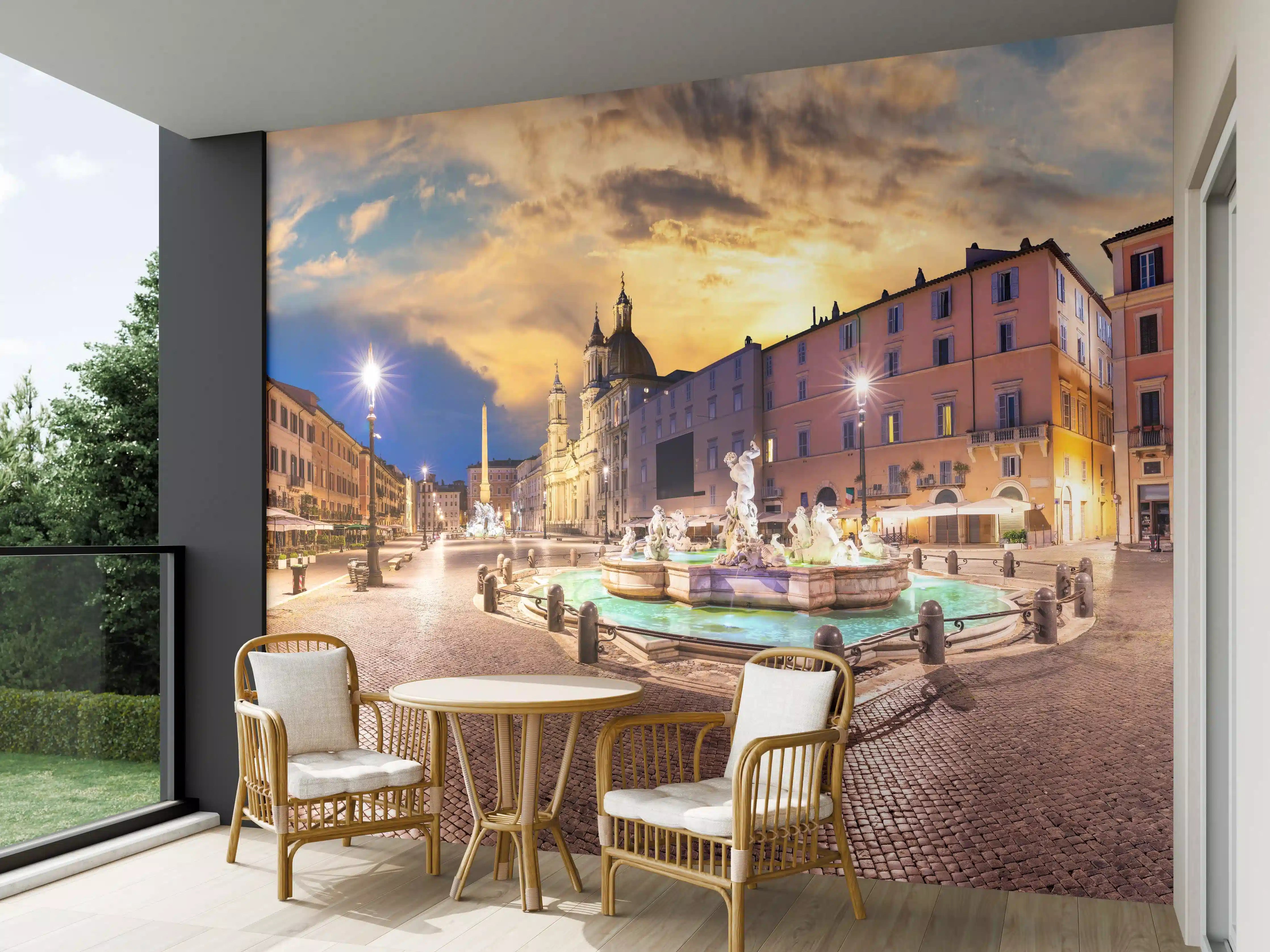 Wandverkleidung außen - Neptunbrunnen auf der Piazza Navona