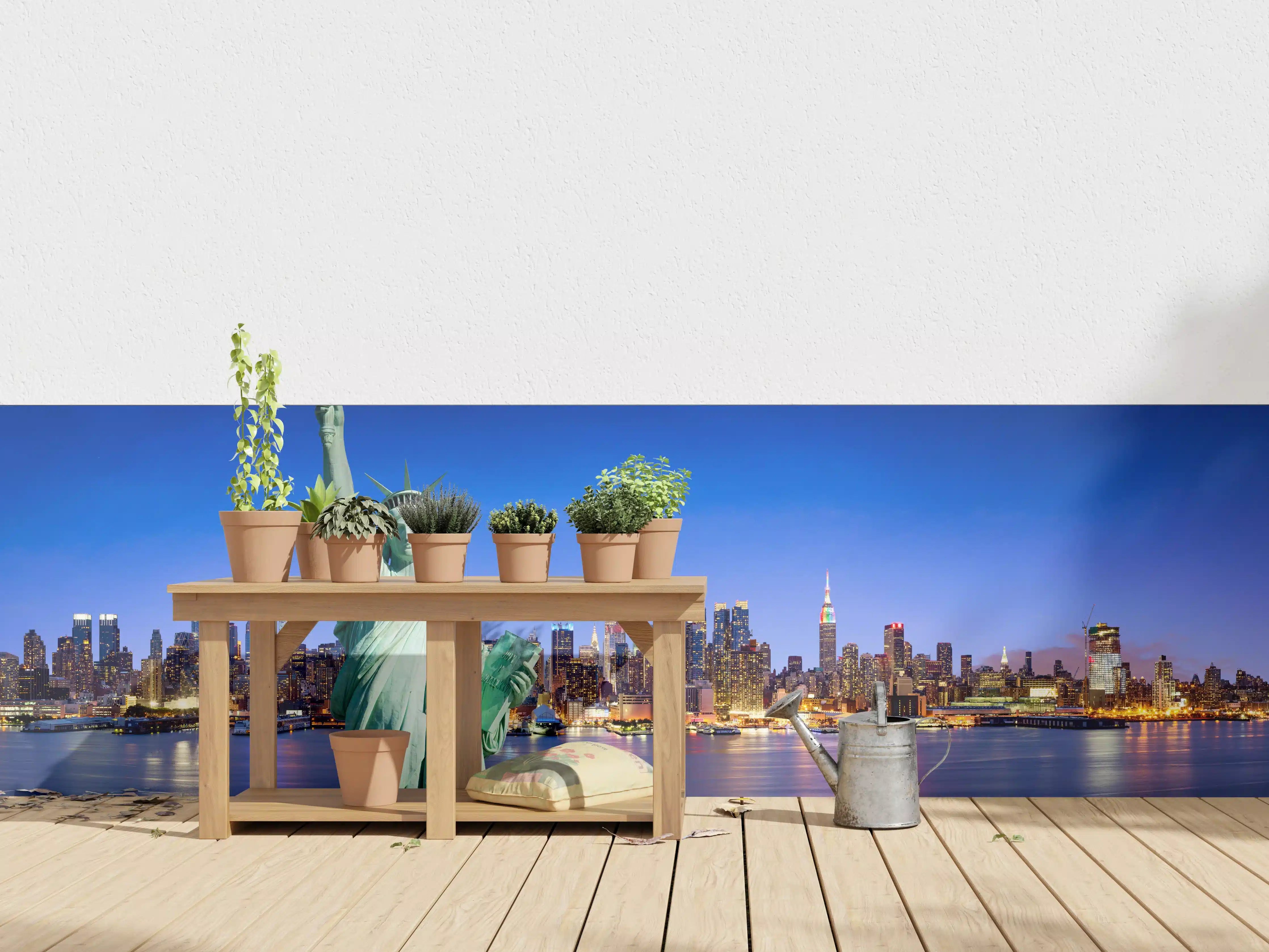 Wandverkleidung außen - New York Skyline Blau-Türkis