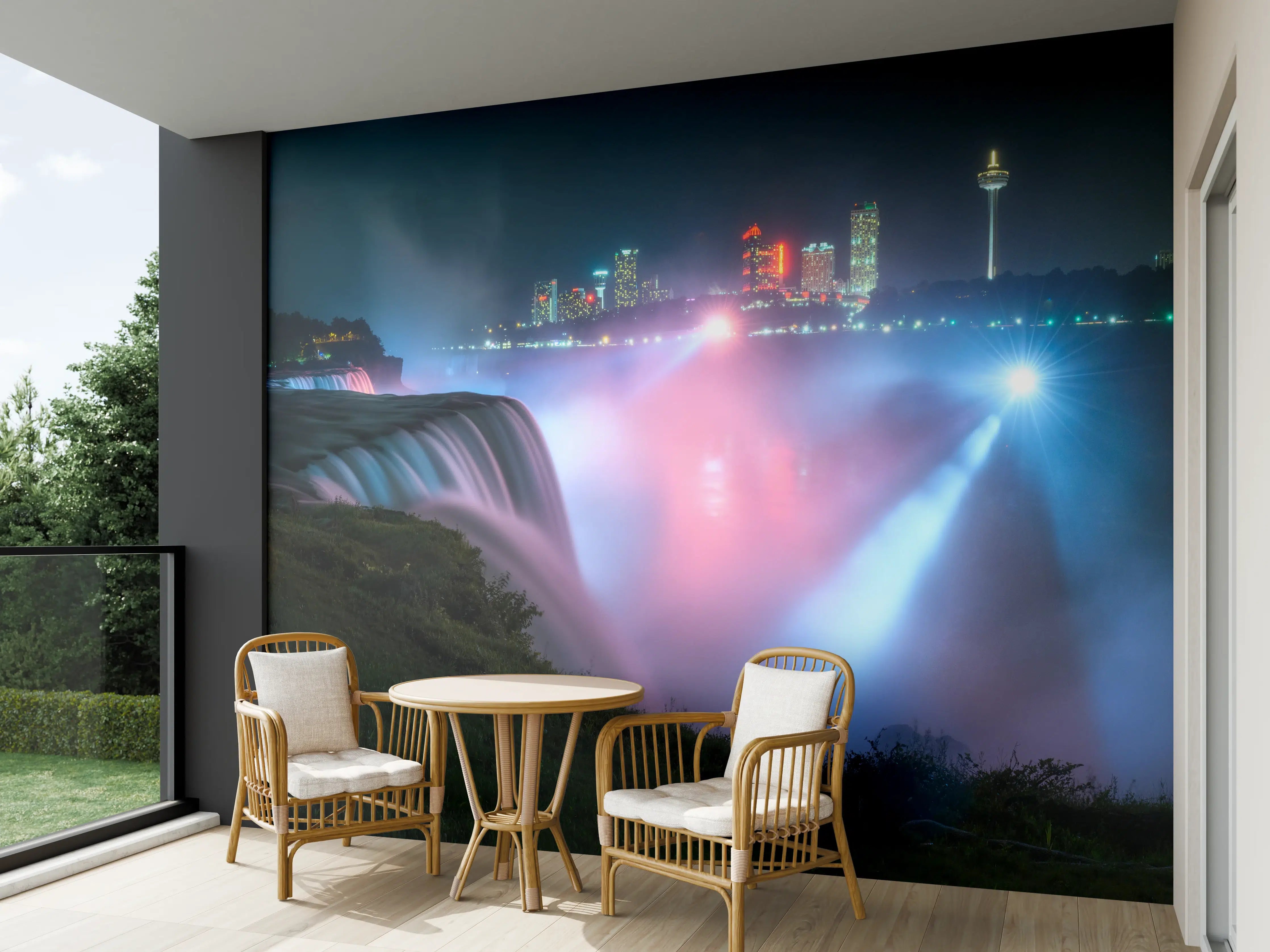 Wandverkleidung außen - Niagarafälle bei Nacht