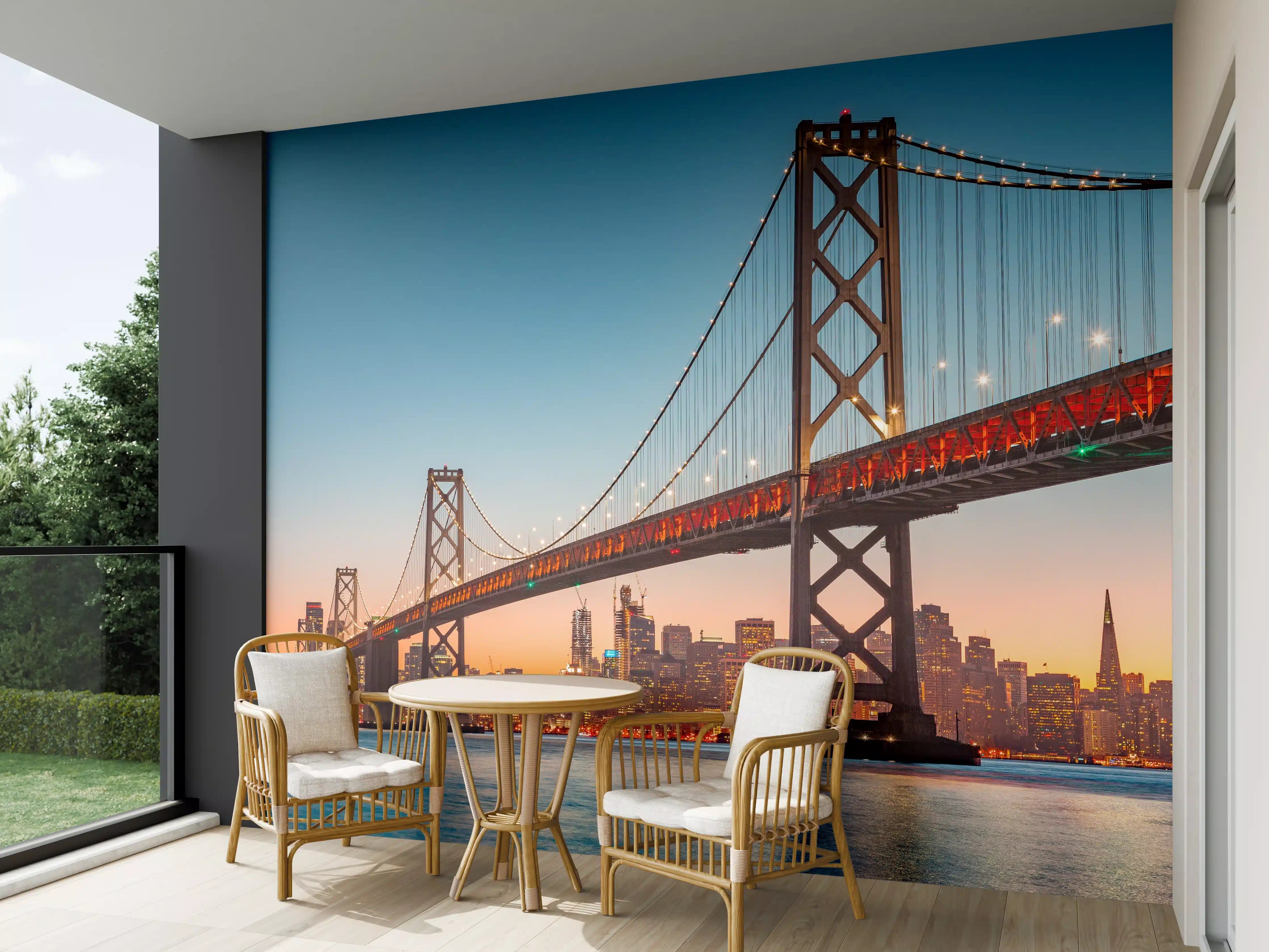 Wandverkleidung außen - Oakland Bay Bridge bei Abendsonne