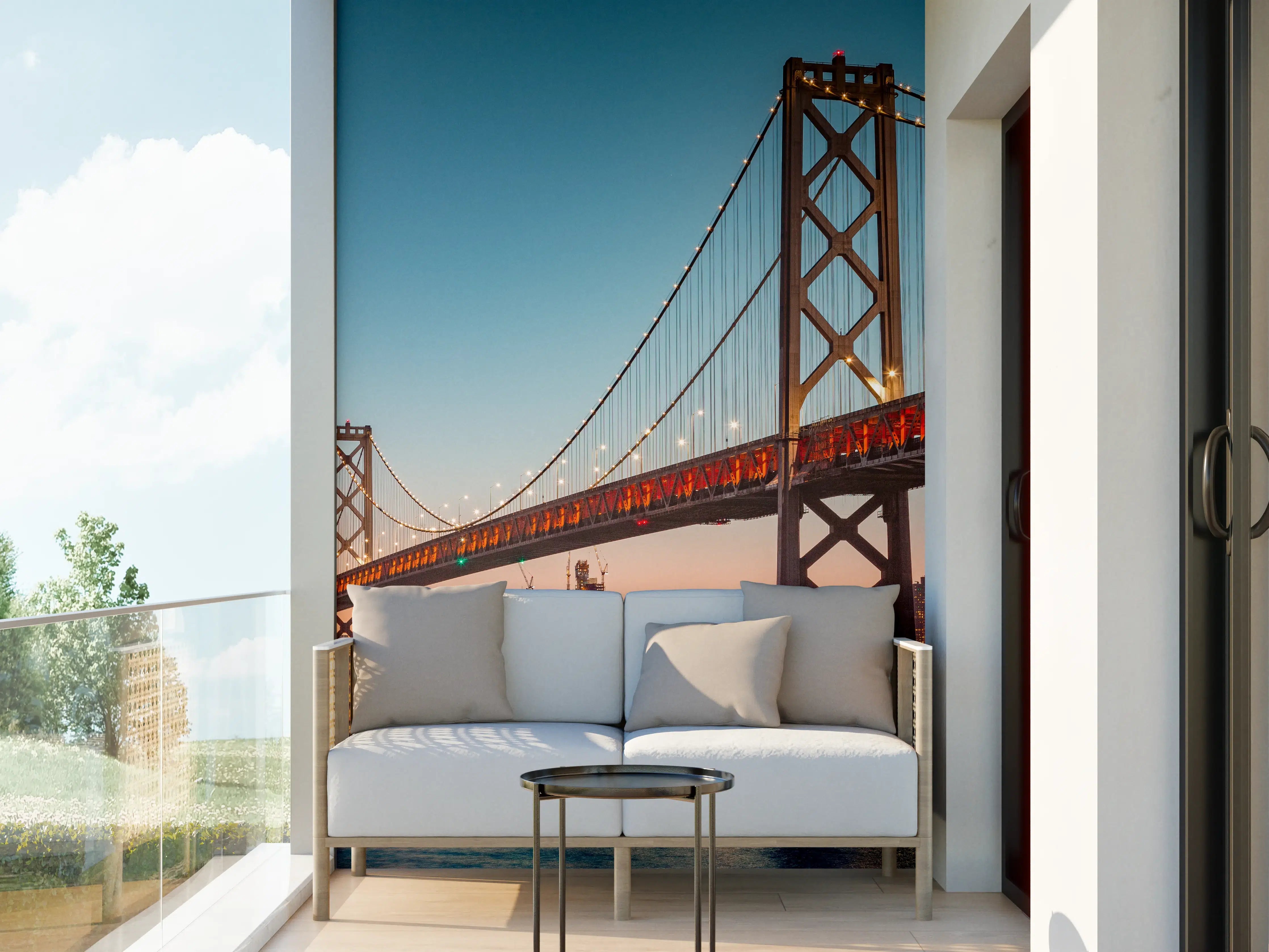 Wandverkleidung außen - Oakland Bay Bridge bei Abendsonne