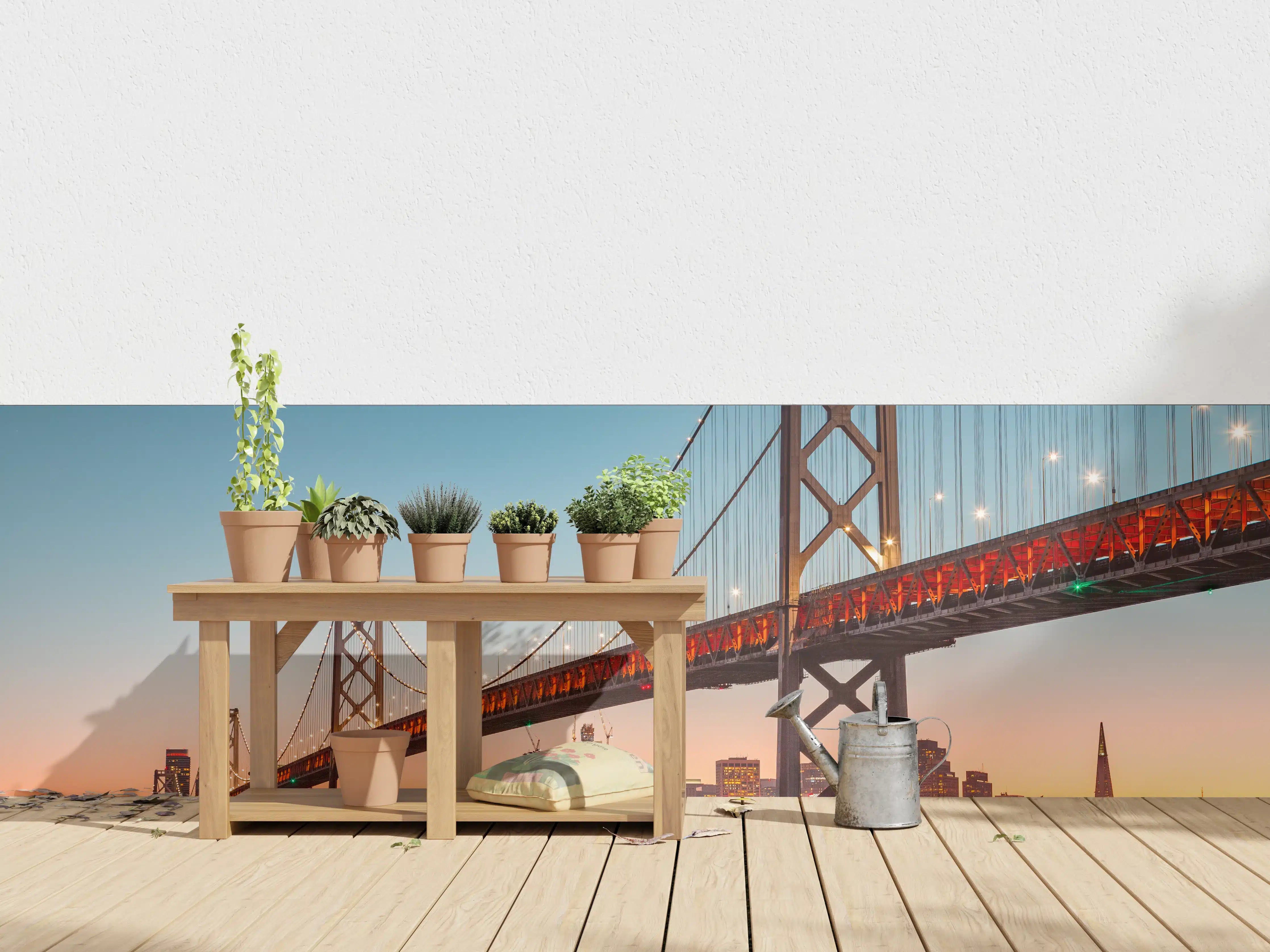 Wandverkleidung außen - Oakland Bay Bridge bei Abendsonne