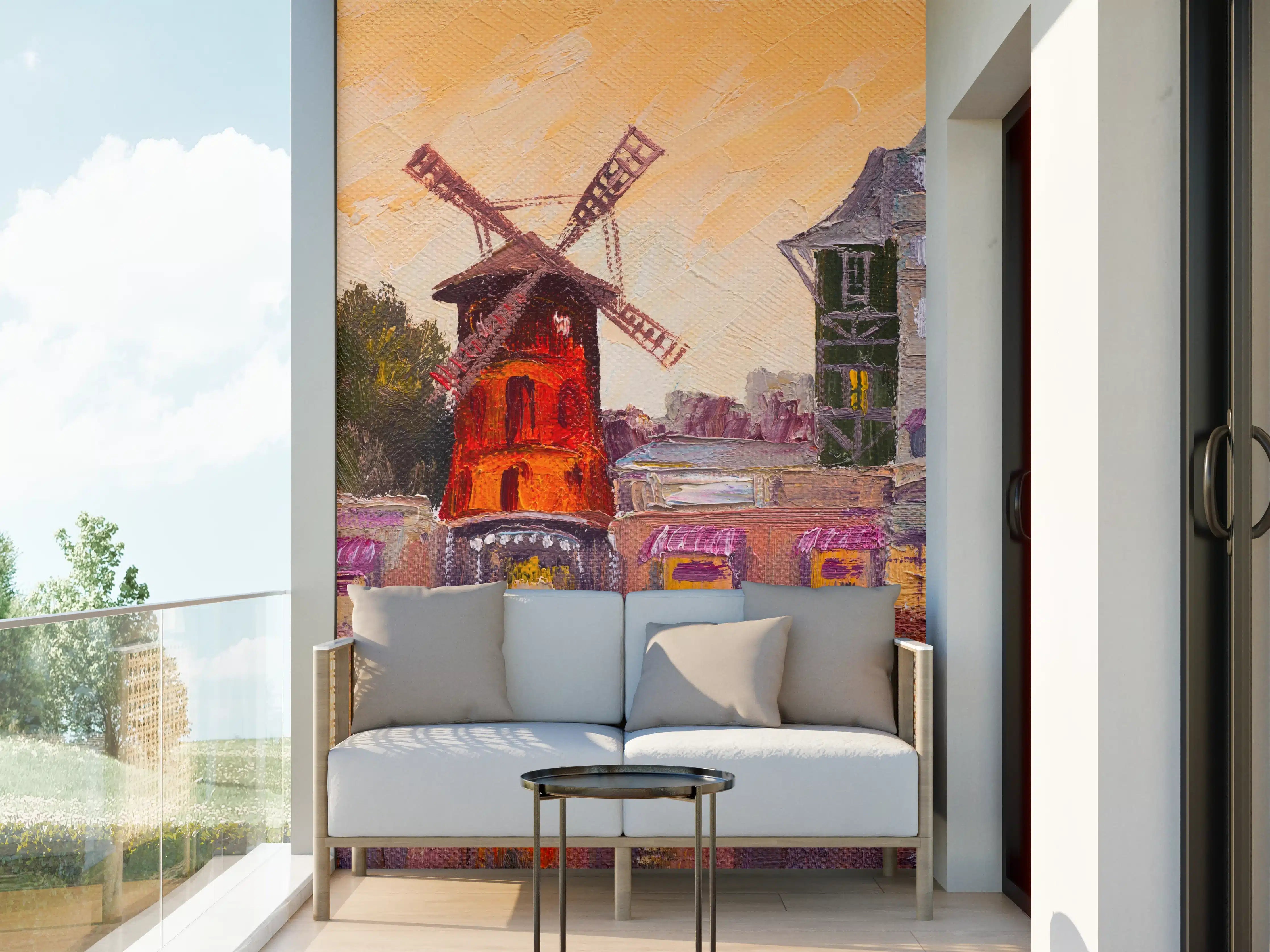 Wandverkleidung außen - Ölgemälde Stadtbild - Moulin rouge