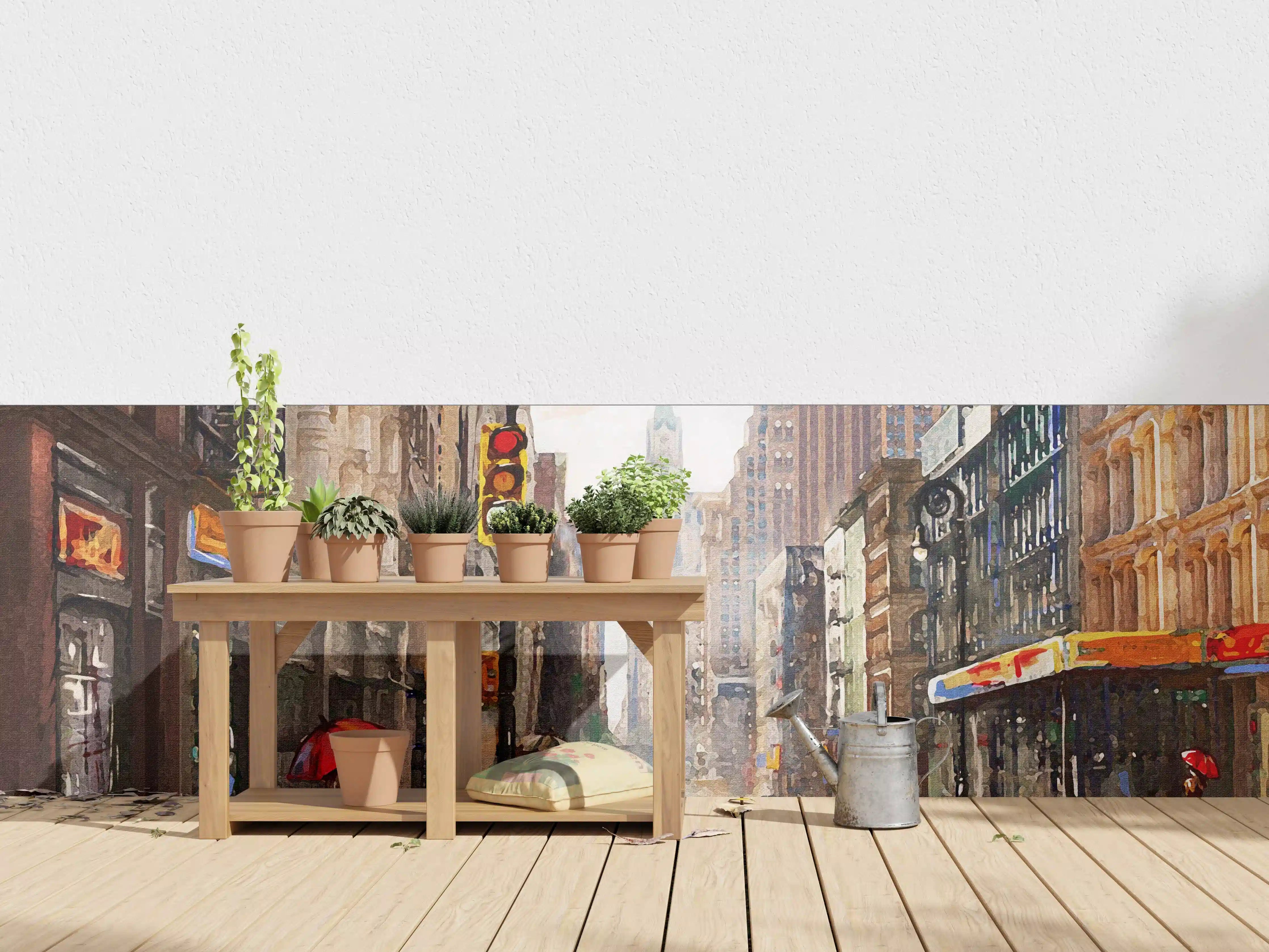 Wandverkleidung außen - Ölgemälde von New Yorker Innenstadt