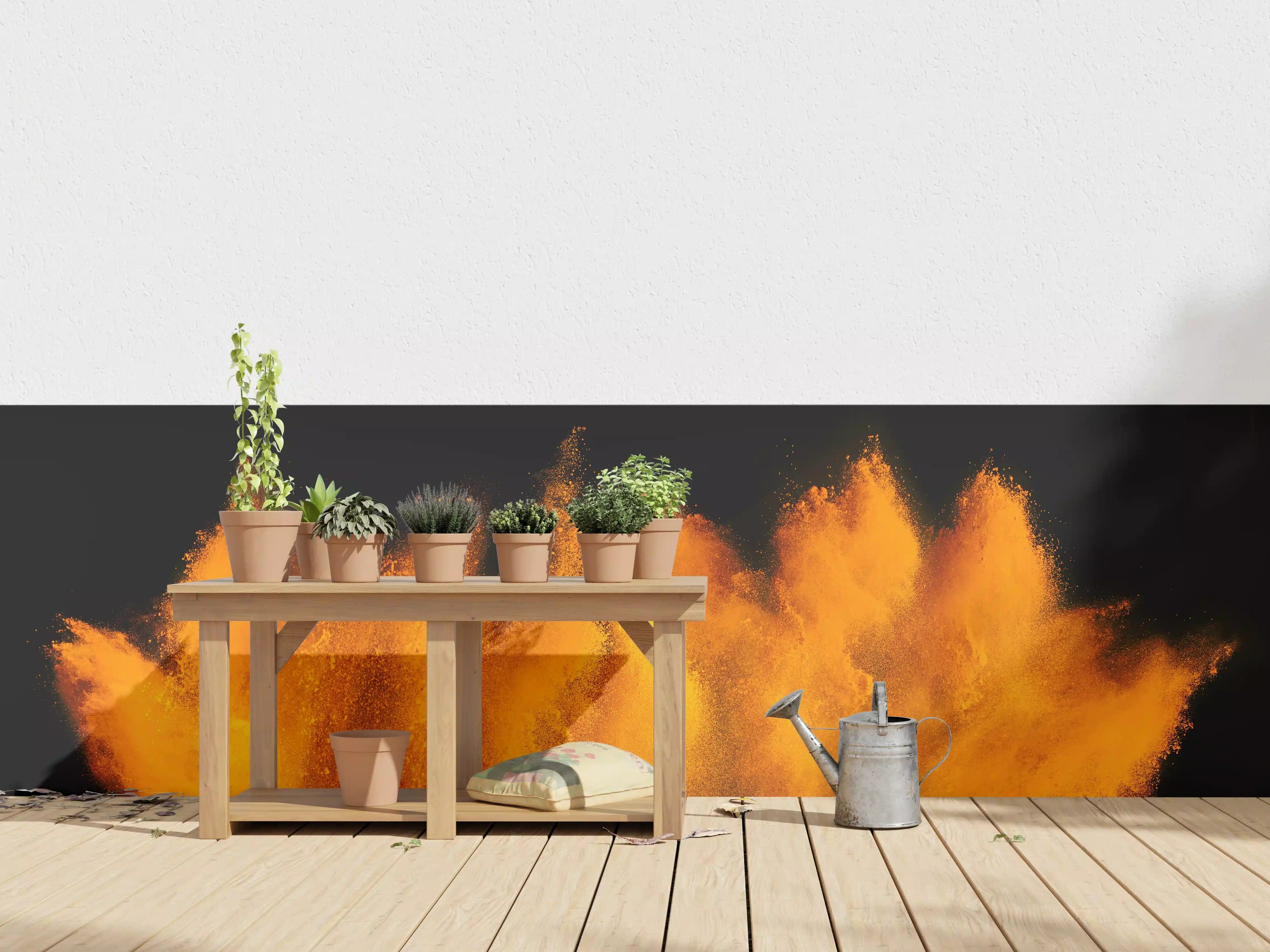 Wandverkleidung außen - Orange-Rote Holi Farbexplosion
