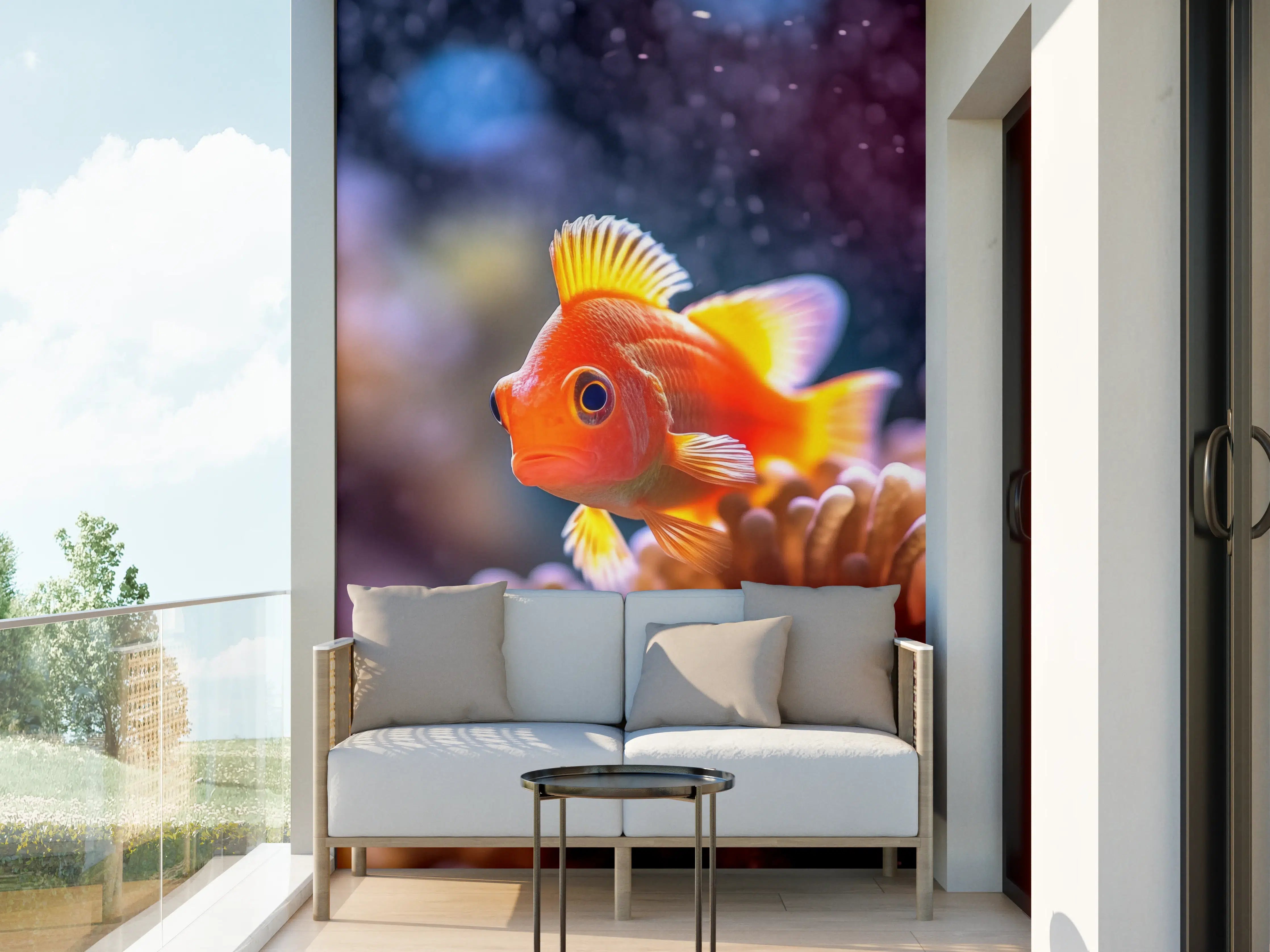 Wandverkleidung außen - Oranger Anemonenfisch im Korallenriff